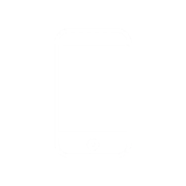 Line drawing of a smartphone with a circular control button at the bottom and a large blank screen.