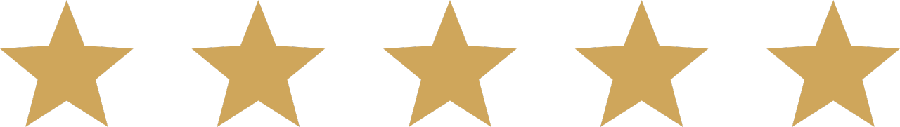 Six gold stars in a row on a black background.