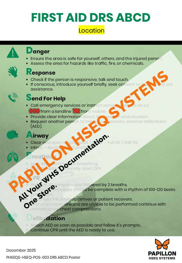 First Aid DRS ABCD : Safety Poster (A4, PPT)