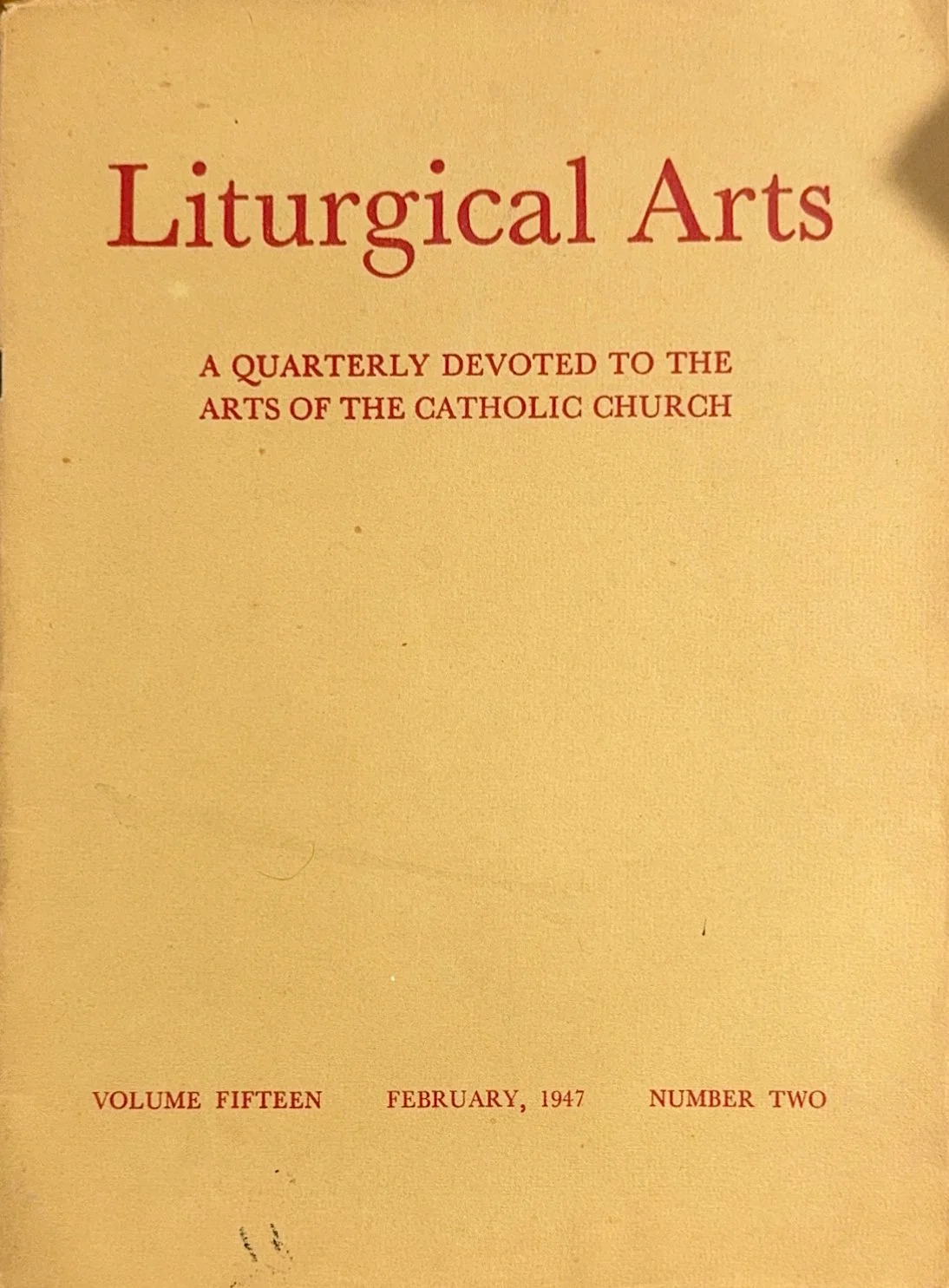 February 1947 - Cover - 
Nigra was featured in Liturgical Arts, a quarterly journal devoted to the arts of the Catholic Church. The publication reproduced several of his pen-and-ink drawings, presenting biblical subjects set within modern urban envir