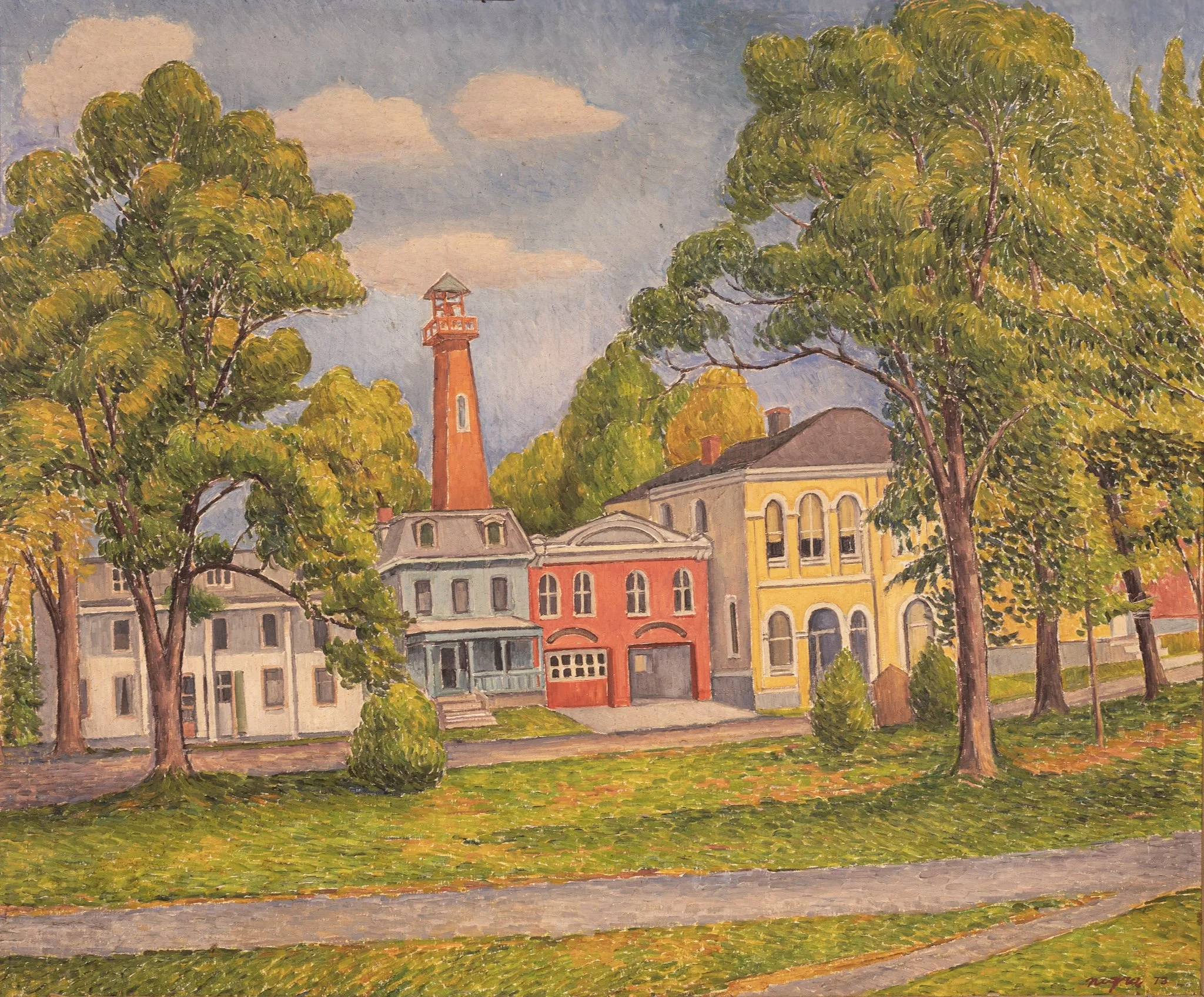 Goshen Main Street, 1972, 27 1/2 × 33 1/2 in., oil on board. 