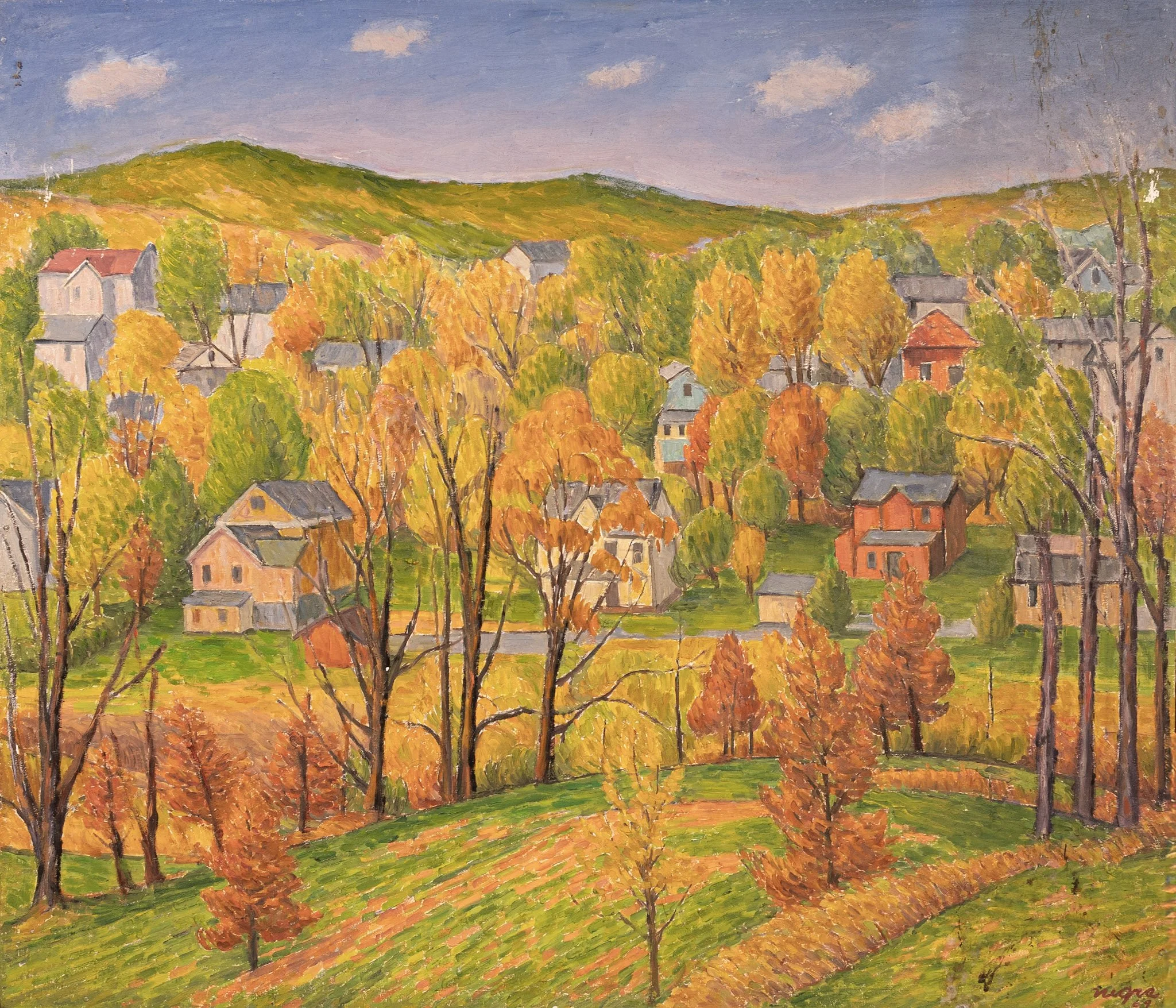 Village of Monroe, New York, 1969, 24 × 28 in., oil on board.