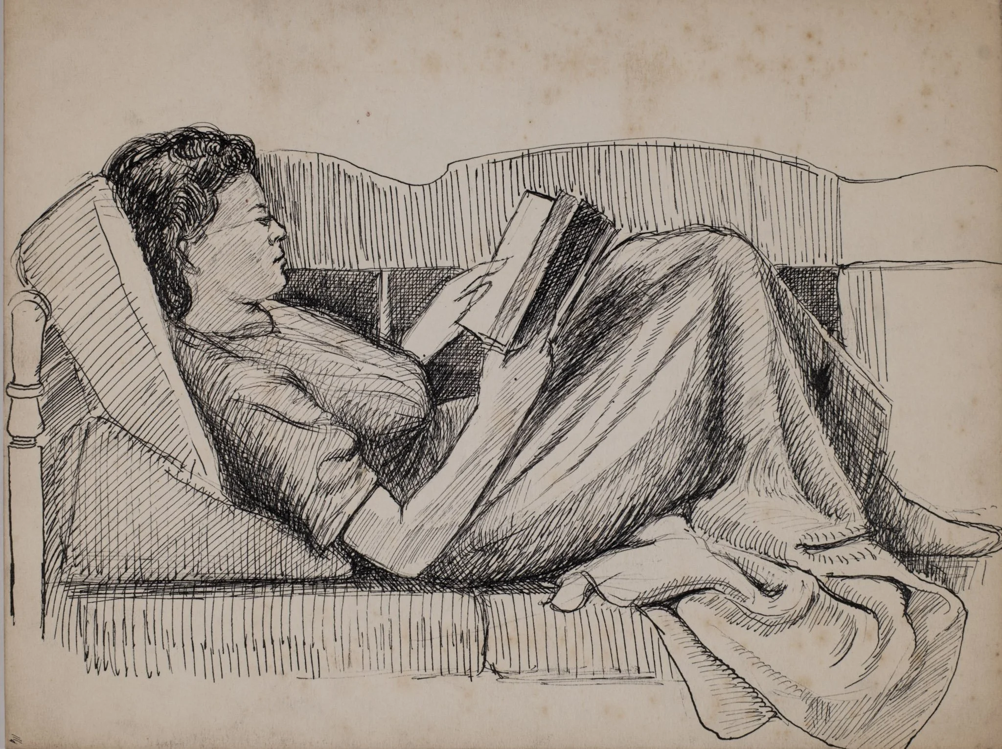 Pen & Ink_162_Figure_LayingDown_Profile_OlgaReading_s.jpg