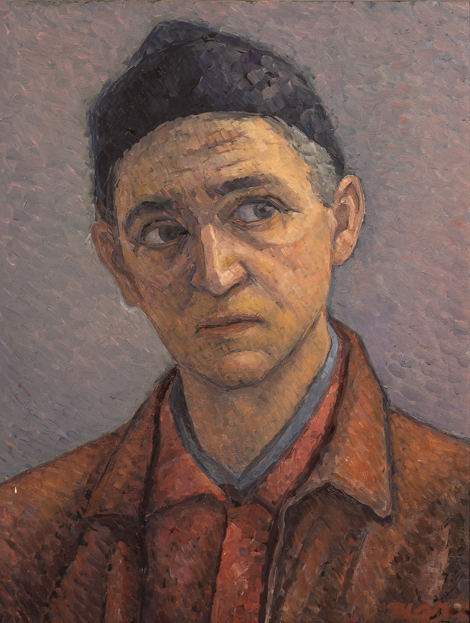 Self-Portrait, 15 × 12 in., oil on board.