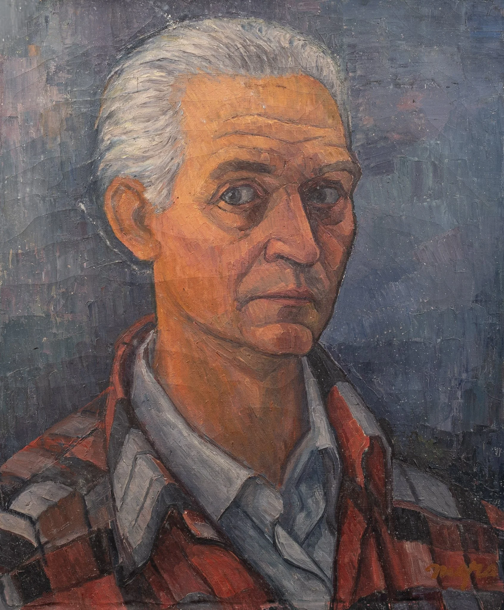 Flannel, 18 × 15 in., oil on board.