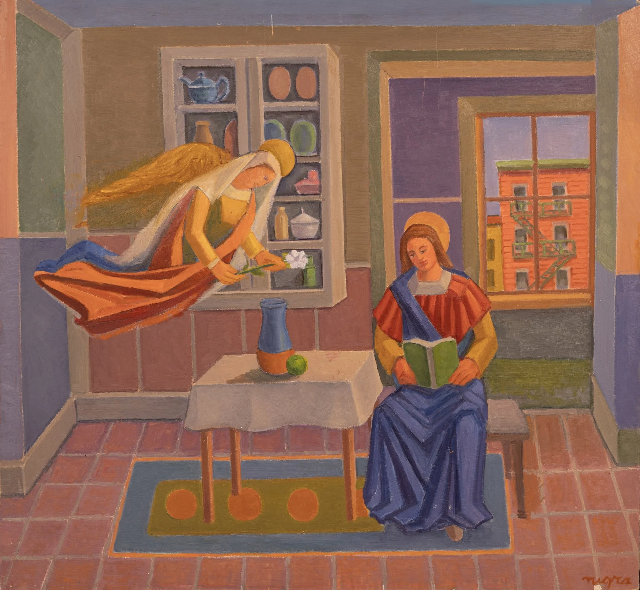 The Visit (Interior), 15 × 12 in., oil on board.