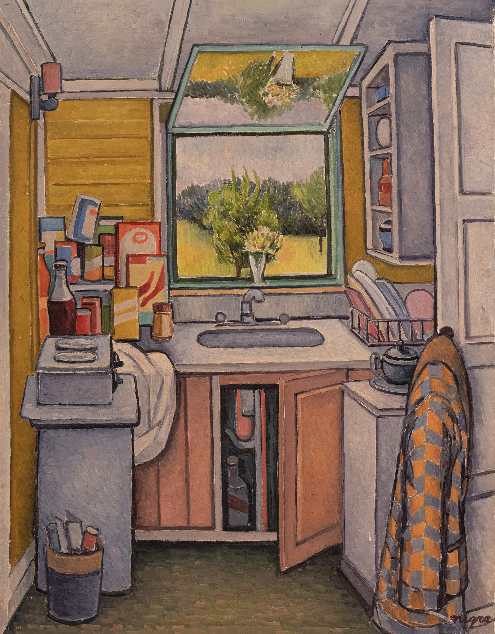 Bungalow Kitchen, 23 × 16 in., oil on board.