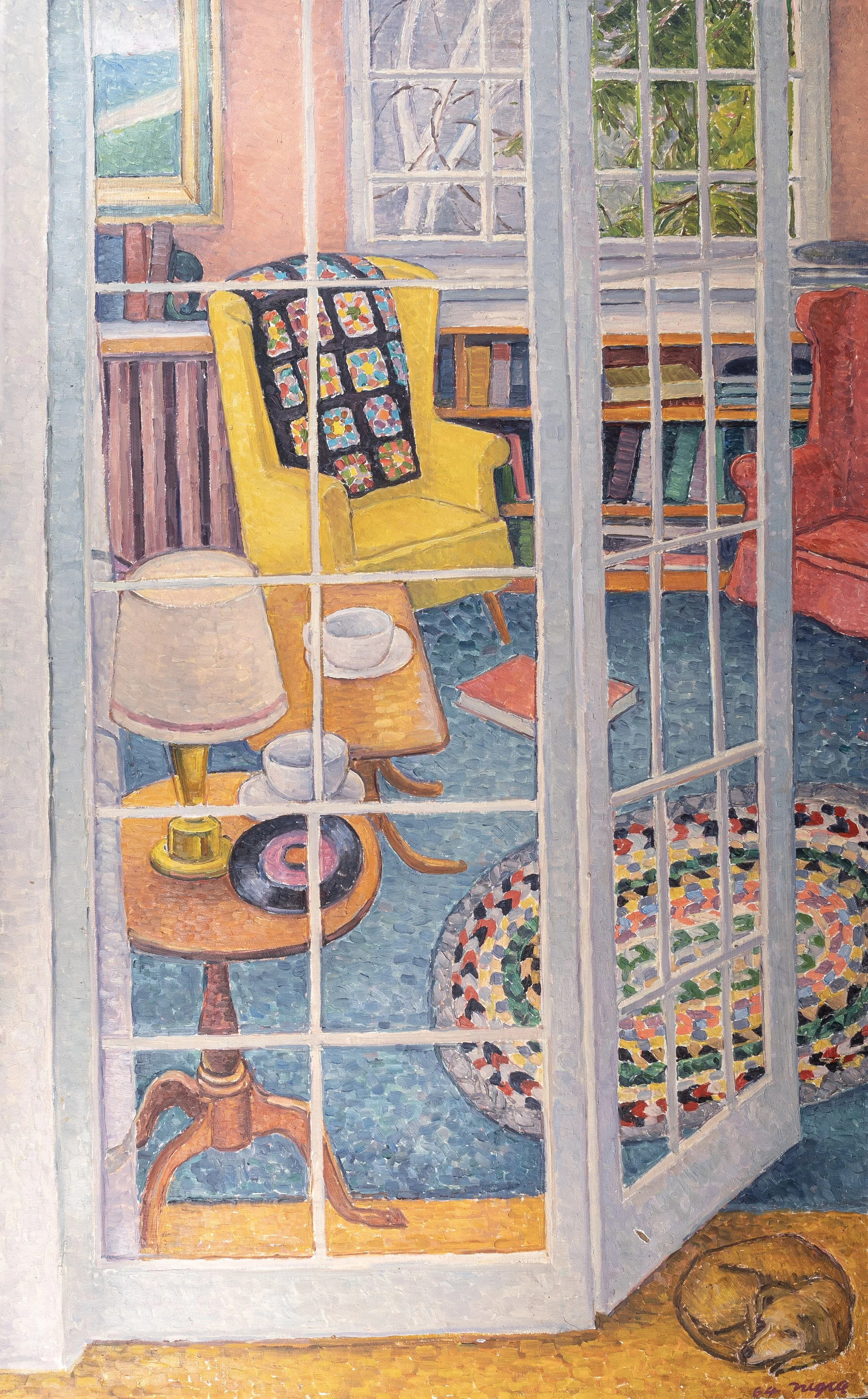 View from the foyer to the living room. 
The windowsill beyond appears in many of Nigra's still-life paintings.