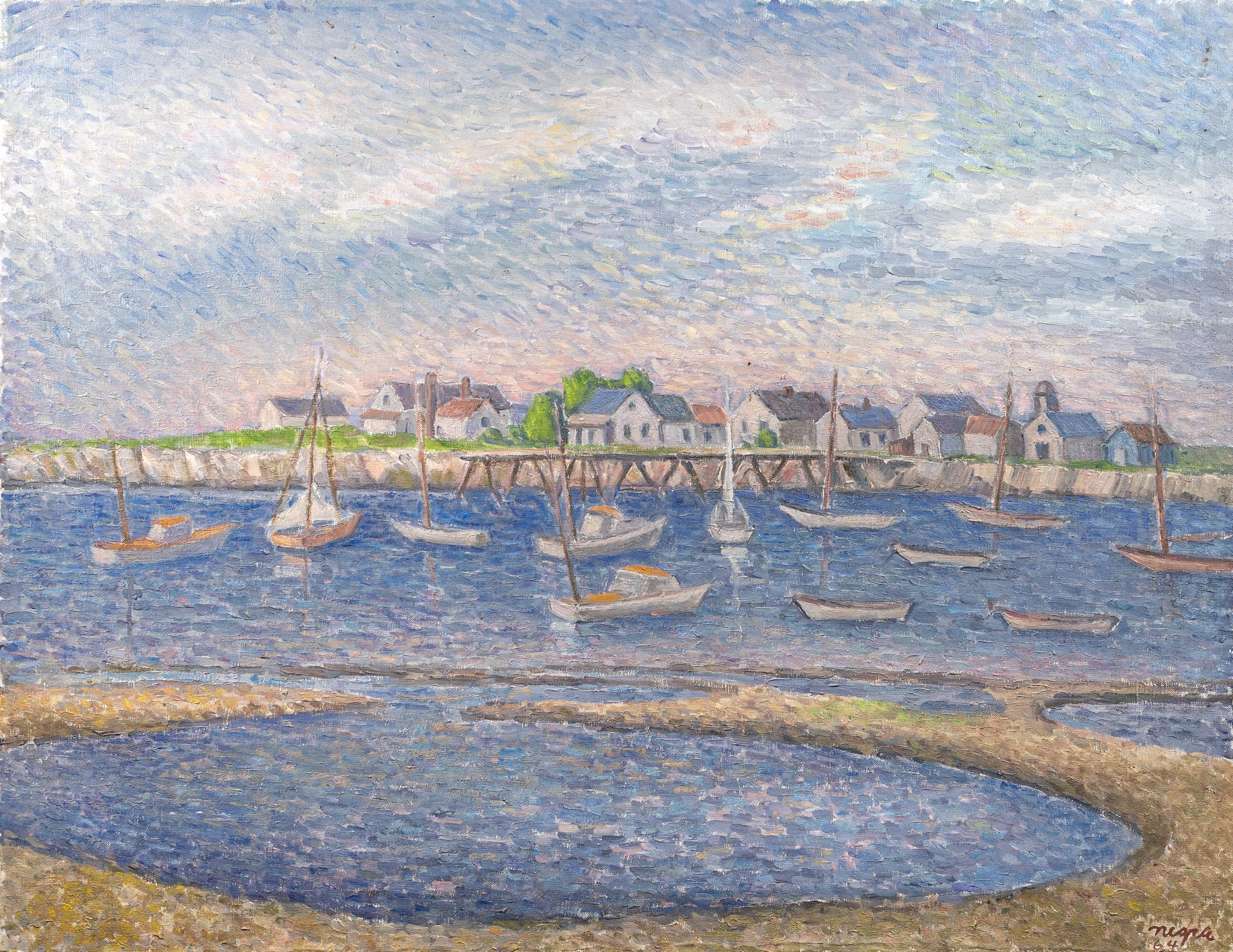 The Harbor, 1964, 21 × 27 in., oil on board. 