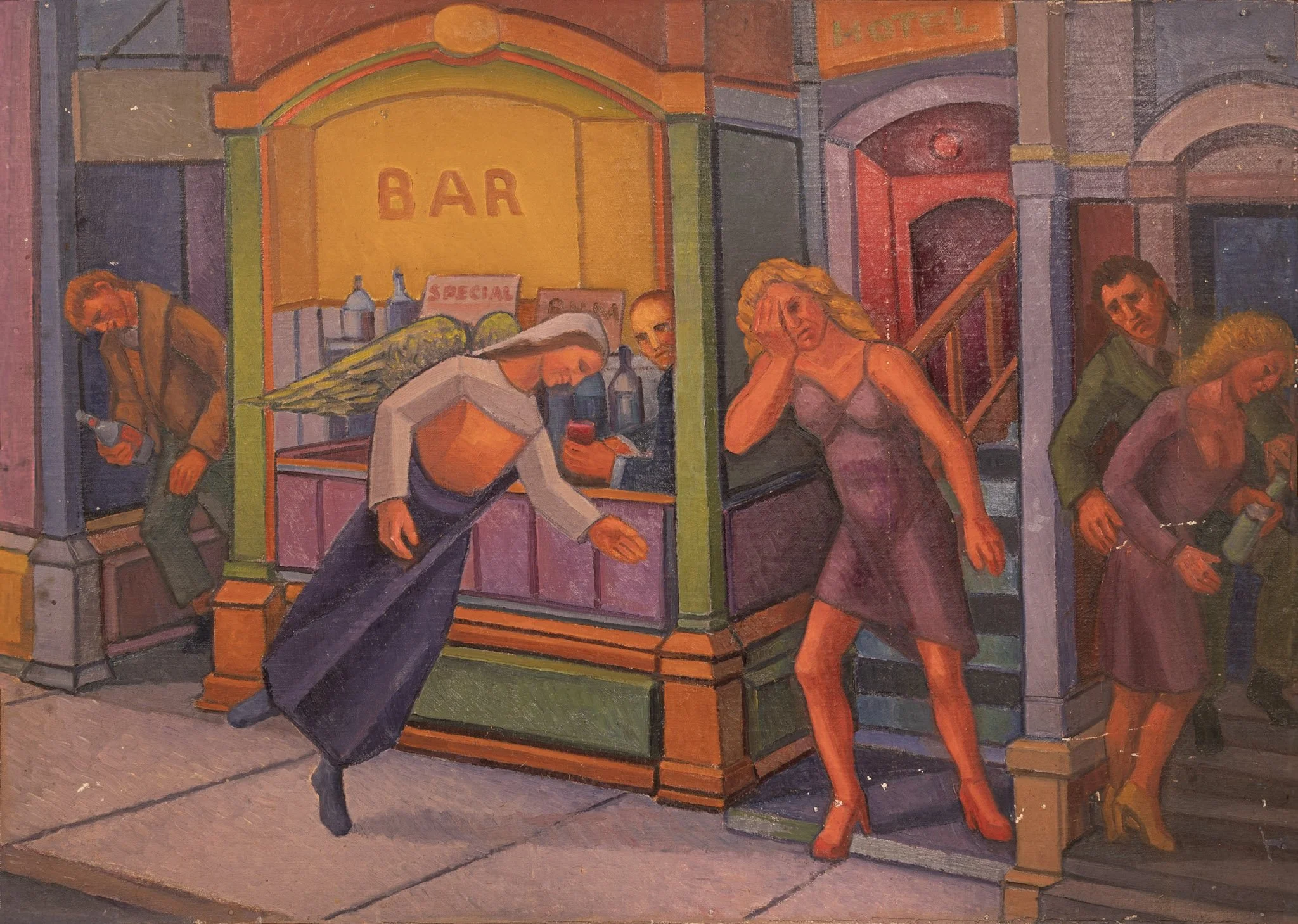 Barstool, 23 × 32 in., oil on board.