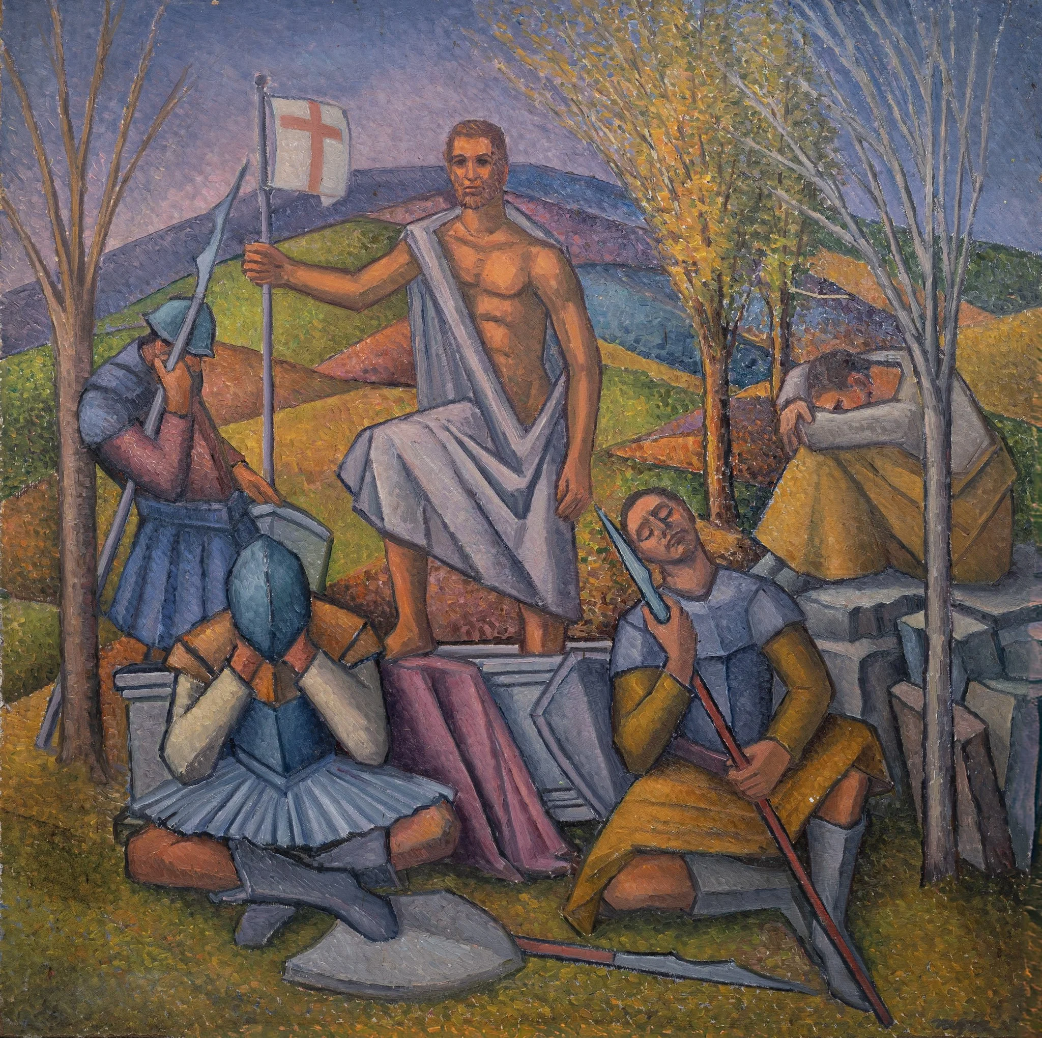 253_Biblical Realism_Sleeping Soldiers Jesus and Resurrection Flag_28x28_s.jpg