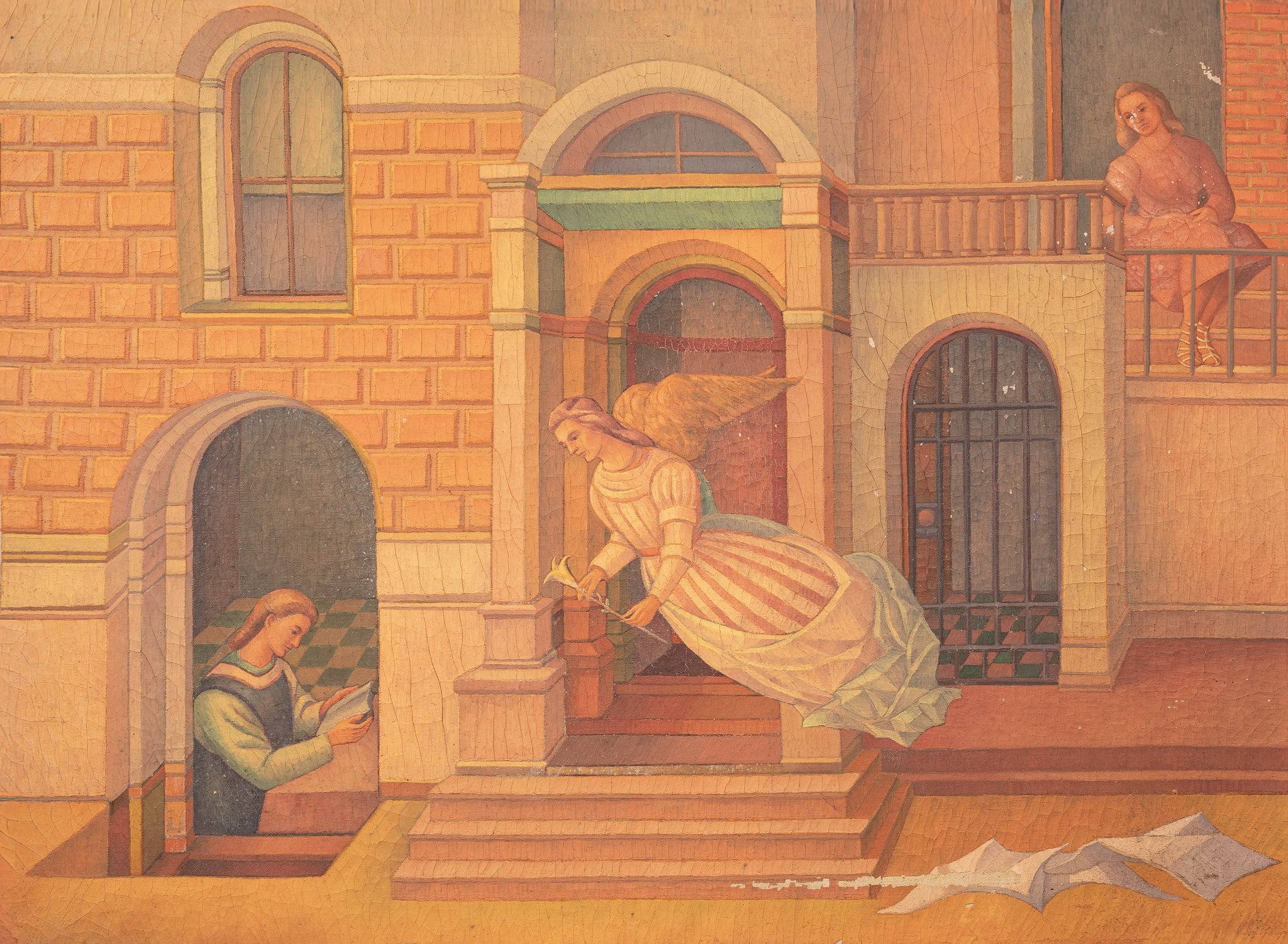 Angel Descending Through the City, 25 × 34 in., oil on canvas.