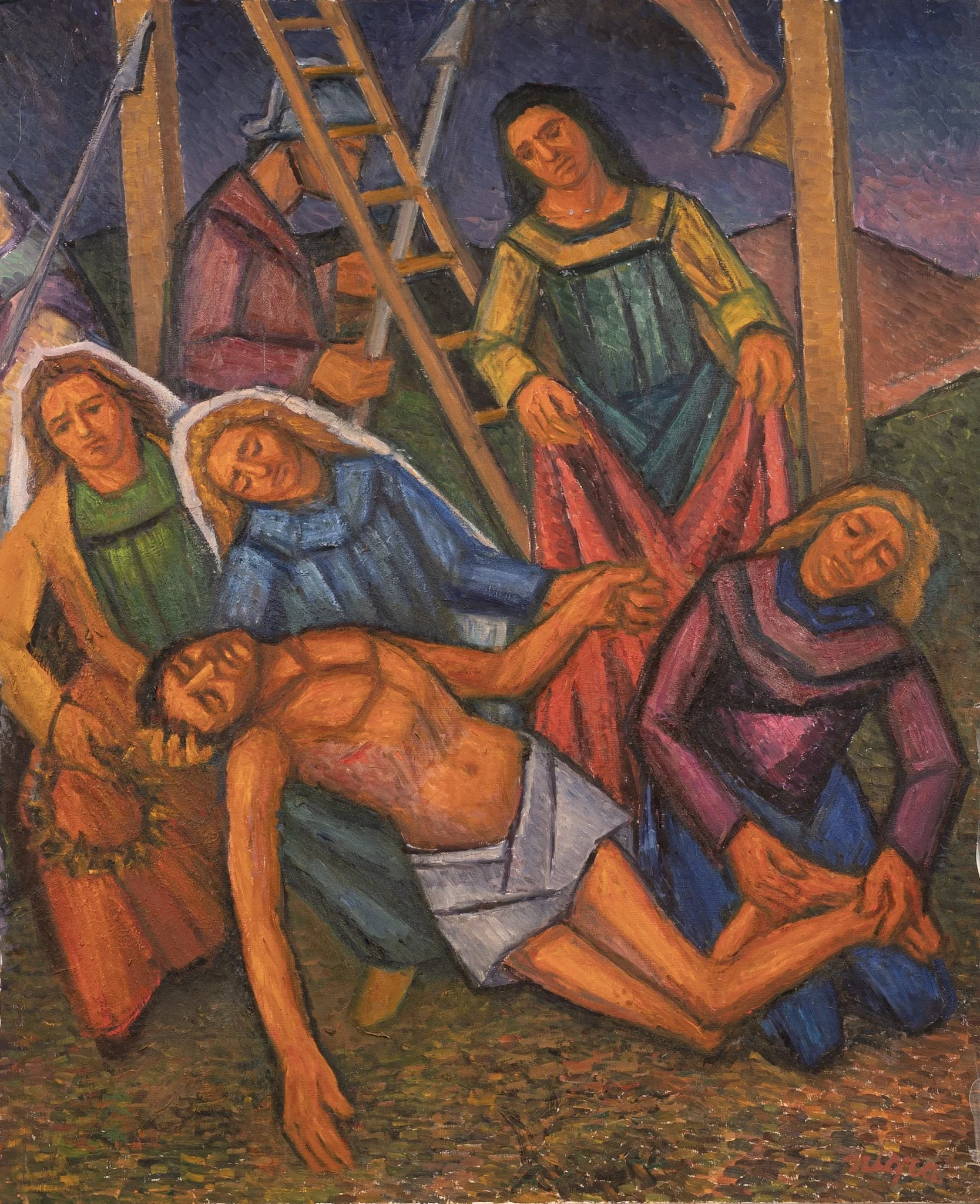 Deposition, 27 ×  22 in., oil on board.