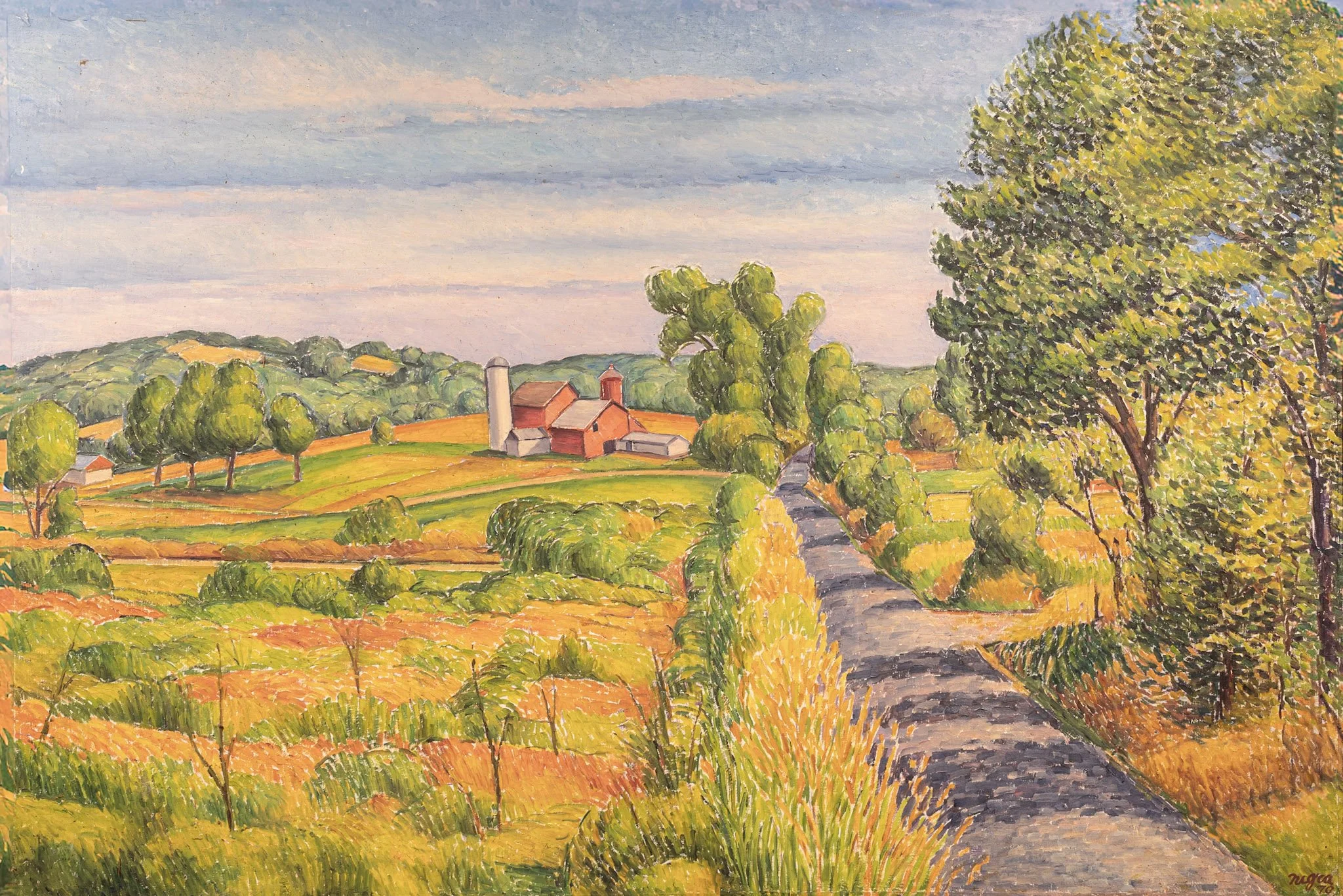 Warwick Road, 25.5 × 26.5 in., 1970, oil on board.