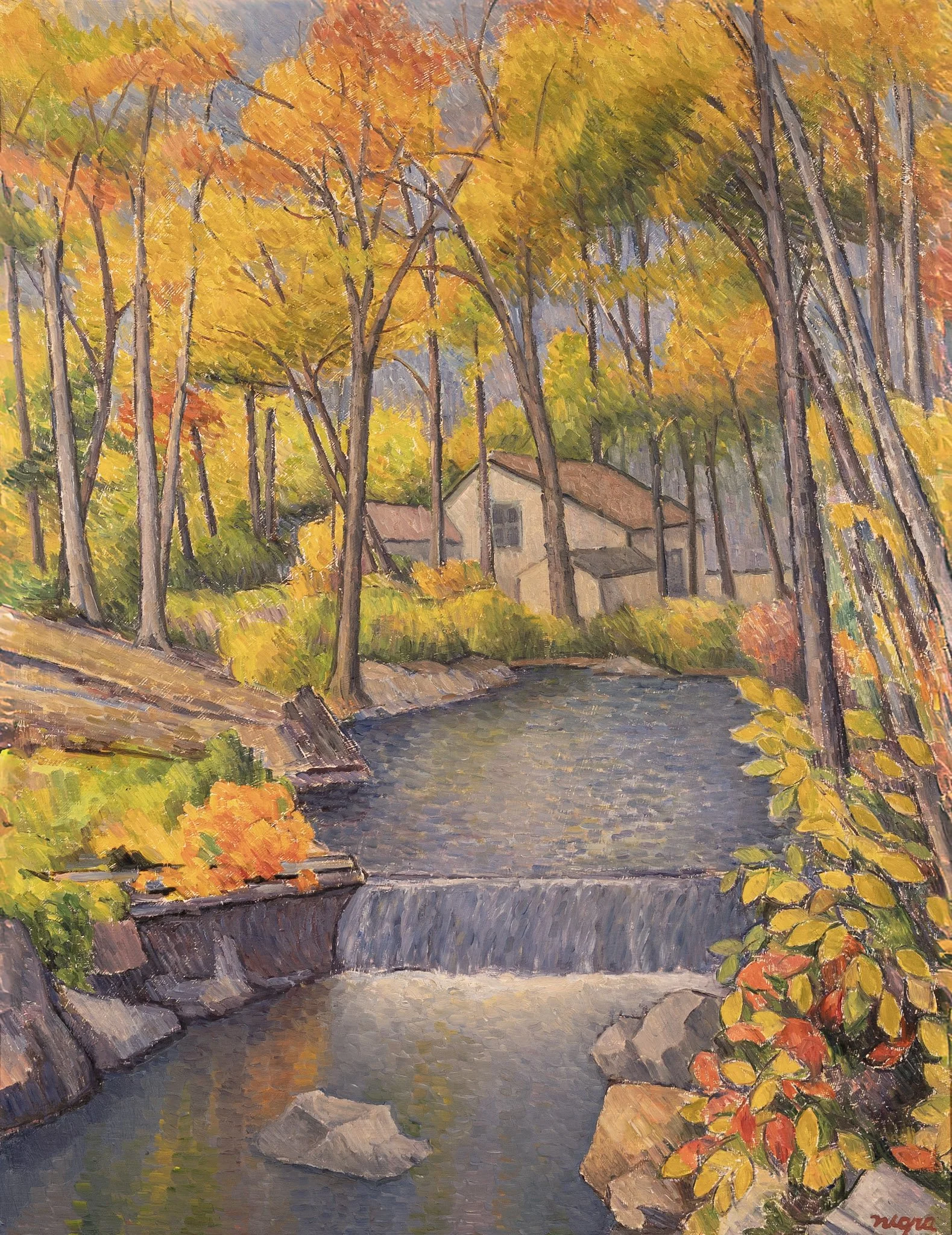 Autumn Creek, 28 × 22 in., oil on board.