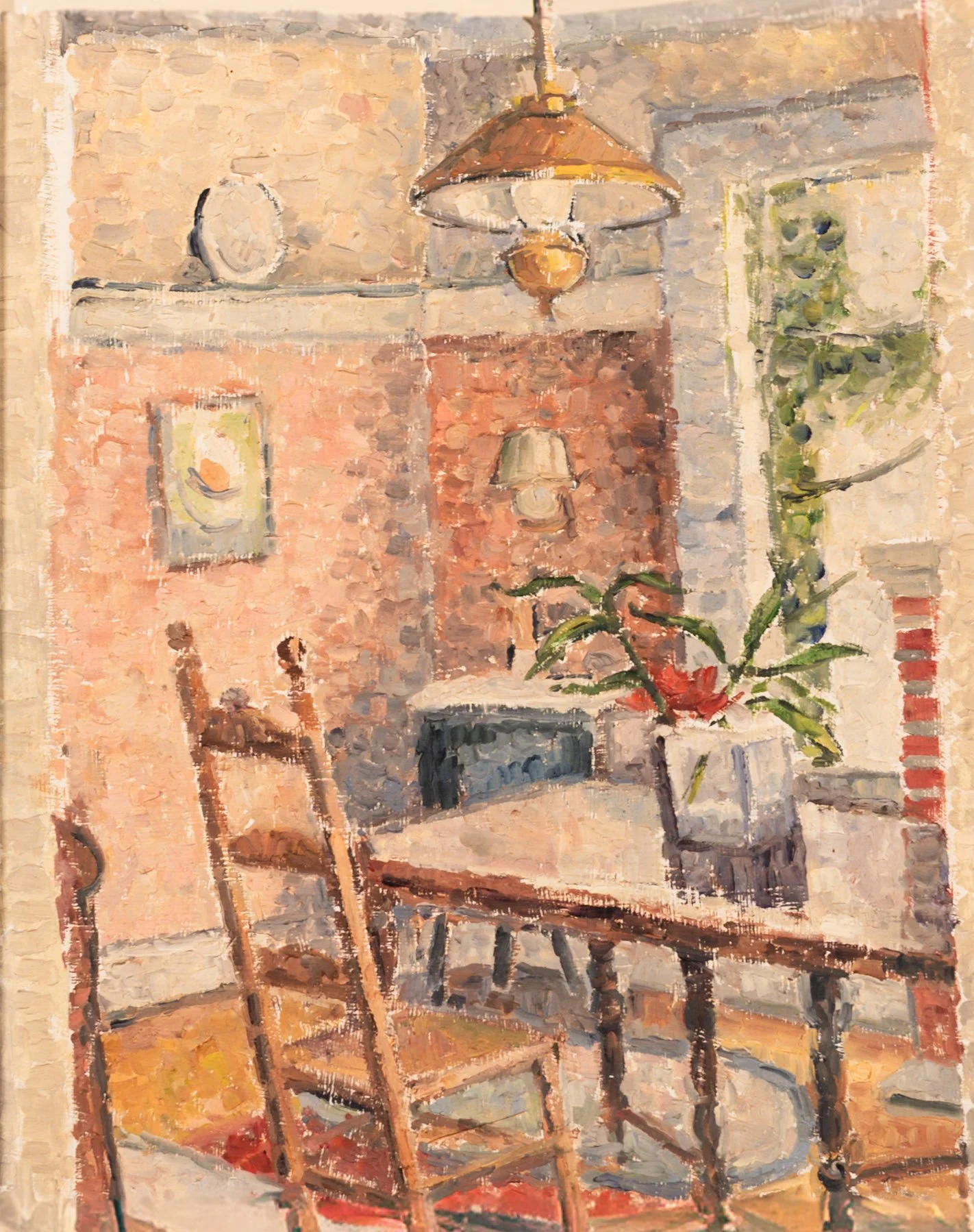 Pixelated view of the dining room seen from the living room.