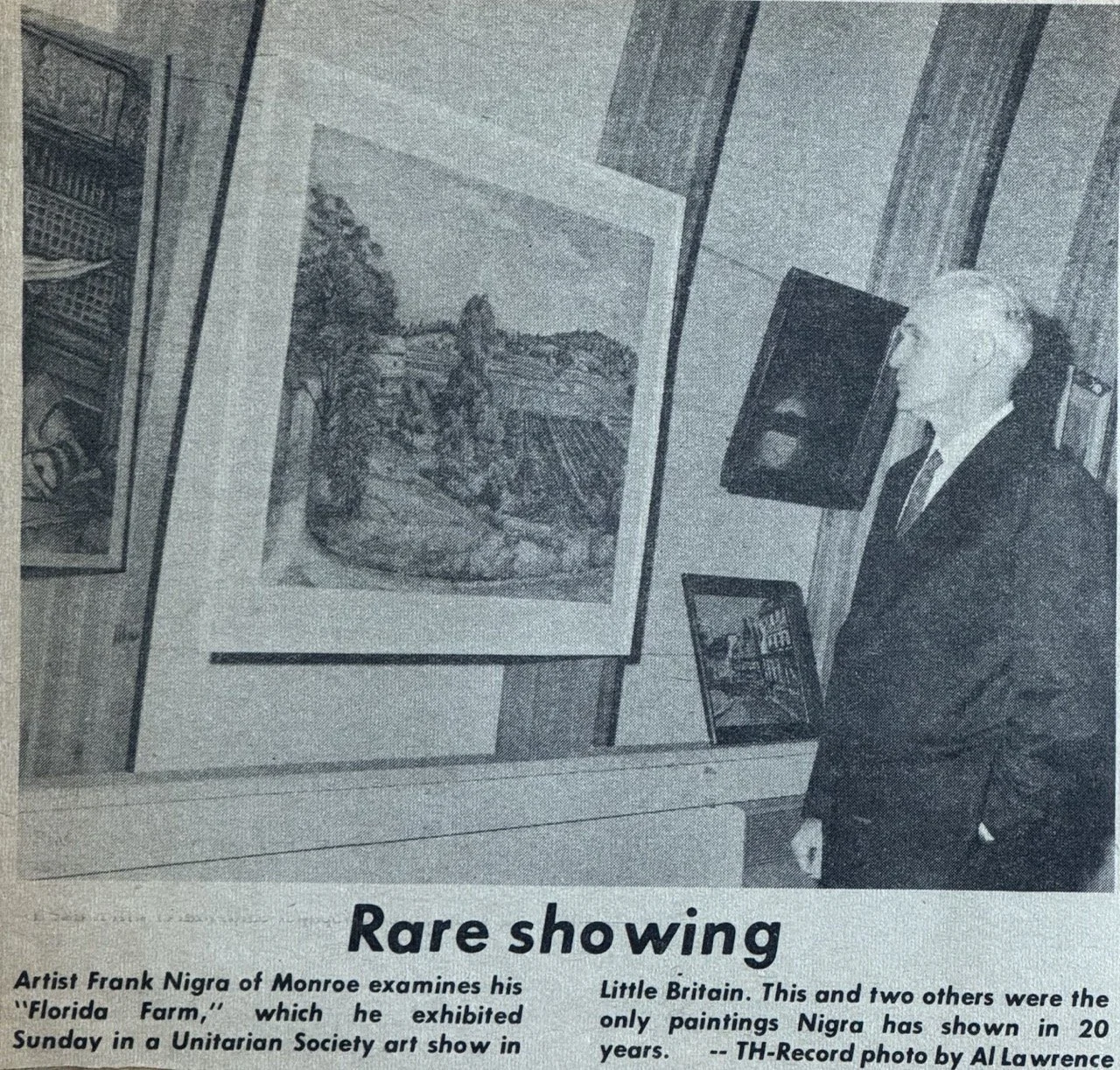 Times Herald Record: Little Britain Exhibition Follow-Up (1972) - Newspaper coverage following Frank Nigra's exhibition in Little Britain, New York.