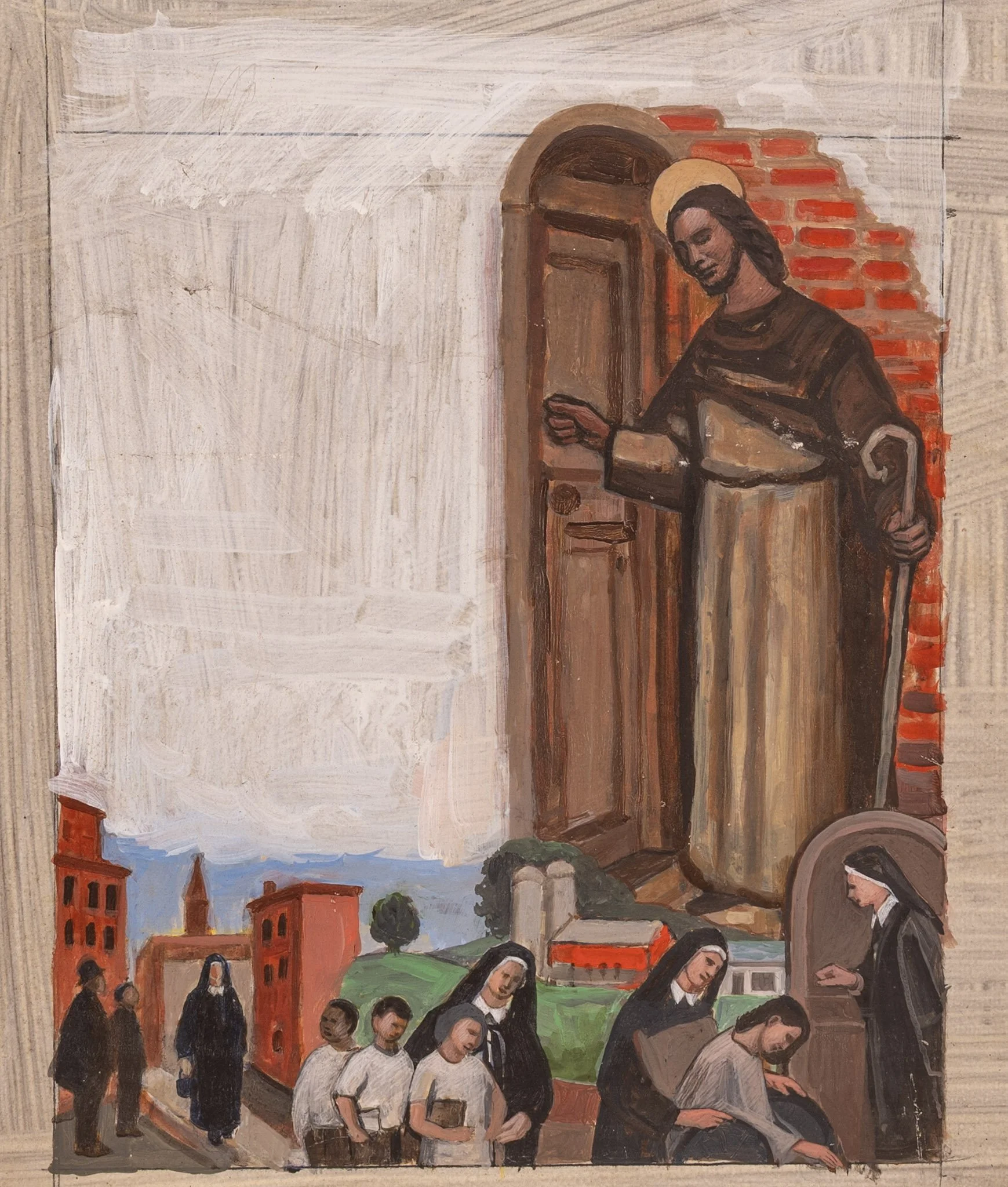 Original Illustration for The Parish Visitor Magazine, 1965, 18 ×  15 1/2 in., oil on board.