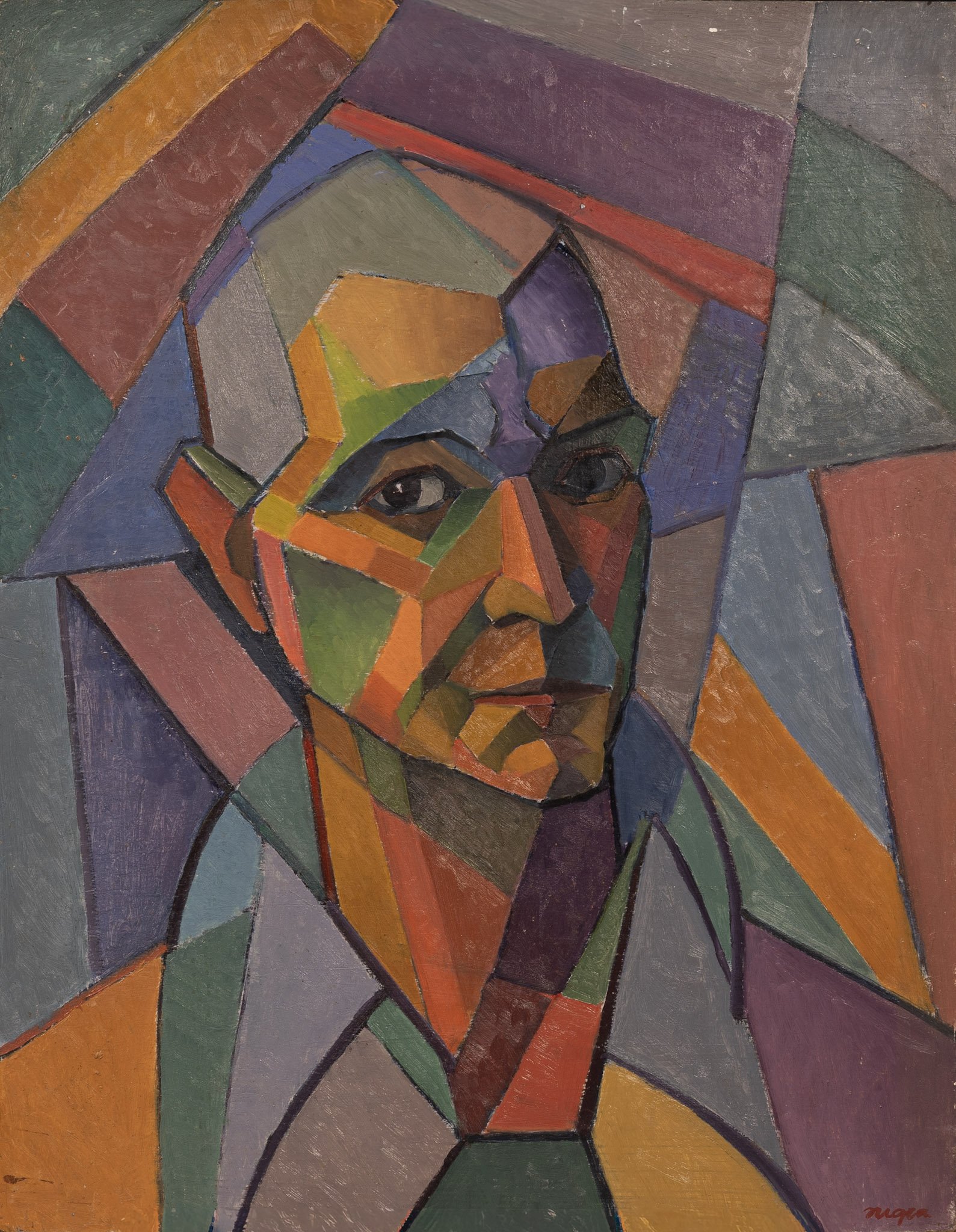 Fragmented Self-Portrait, 24 1/2 × 19 in., oil on board.