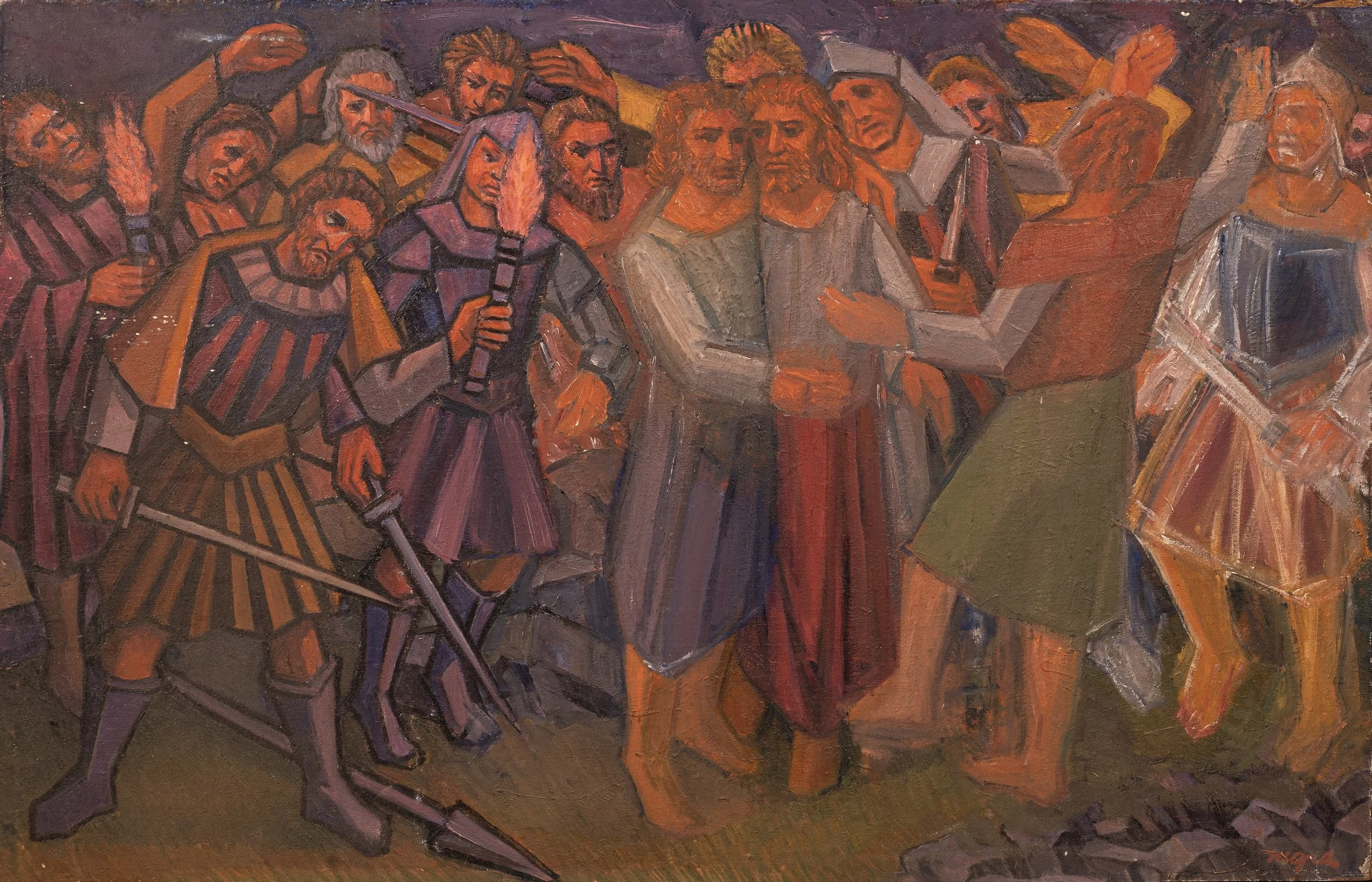 The Arrest of Jesus, 22 ×  34 in., oil on board. 