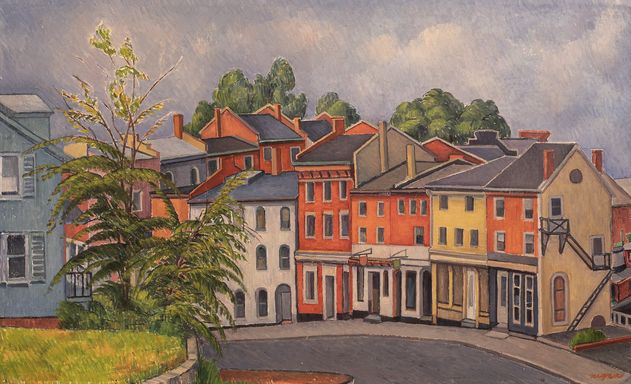 Chester Row, 21.75 × 36 in., oil on board.