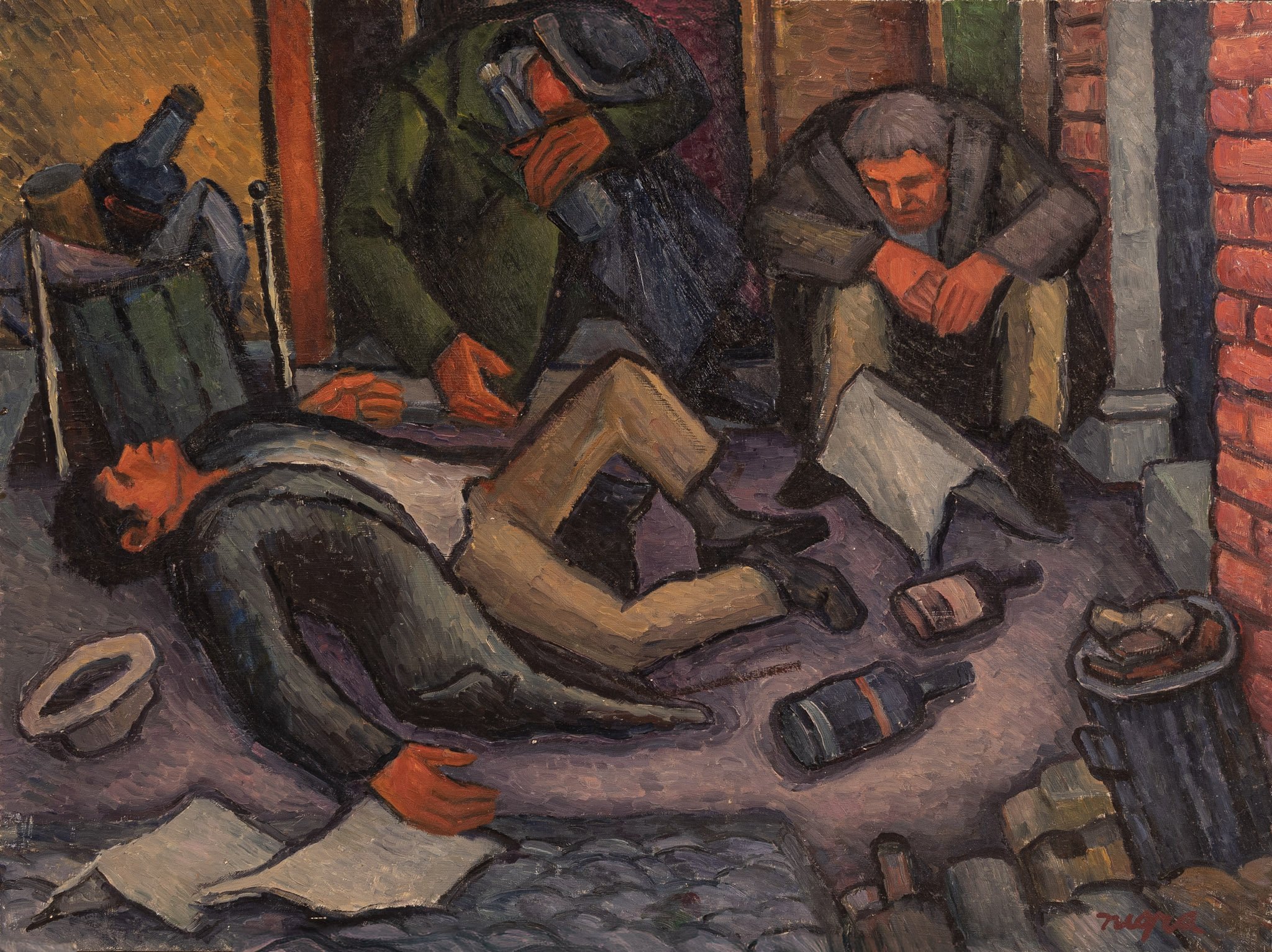 Drunkards, 18 × 24 in., oil on board.