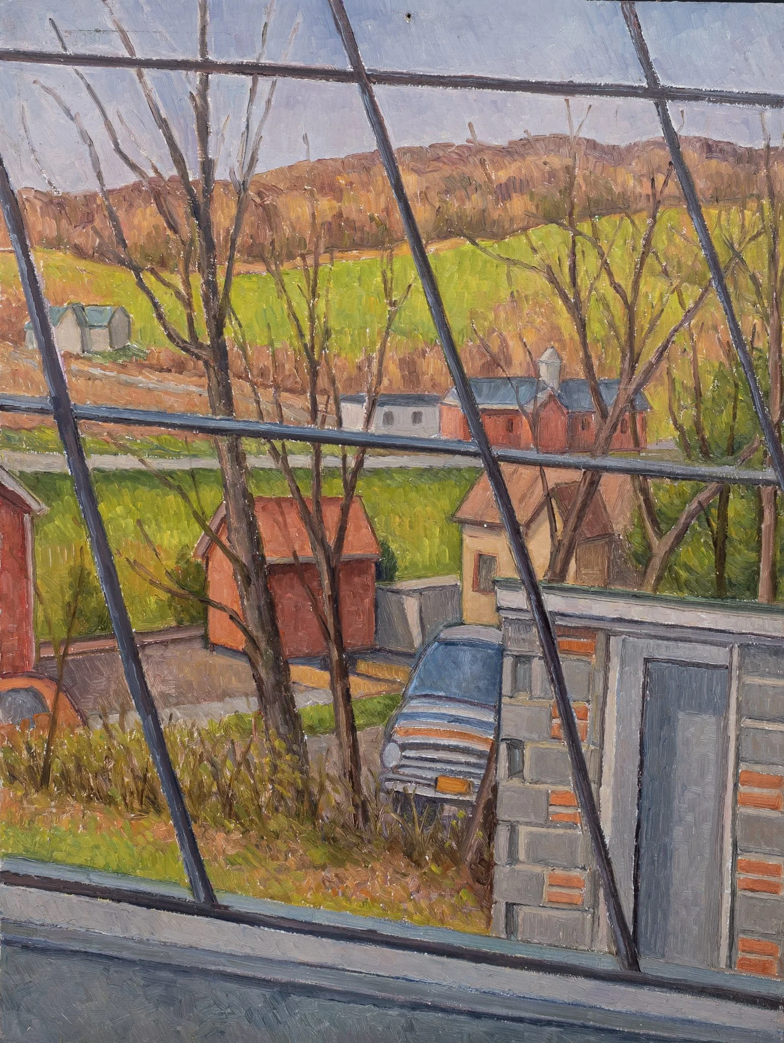 View through Studio Window, 20 × 15 in., oil on board.