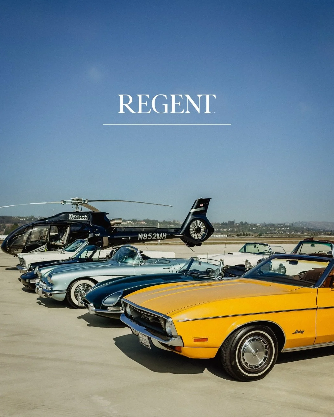 Spirit of Regent - A morning of pure LA elegance. Cruising classic convertibles from Santa Monica to the airfield, then lifting off by helicopter towards the sun soaked @presquilewine 🍷 

Brand Agency: @brandmanagency @lee_edelstein 
📸 @themogli 
?