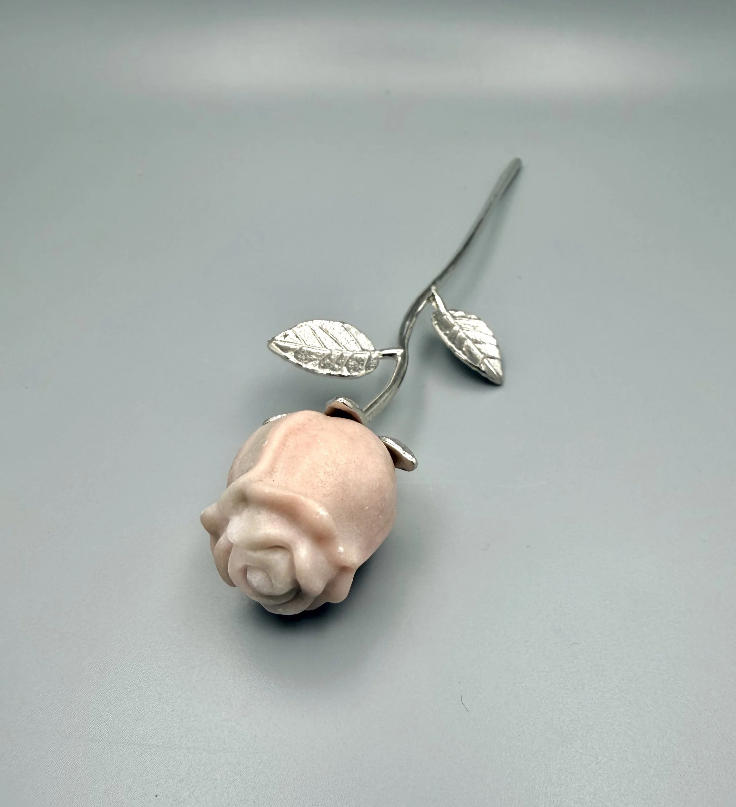 Small Pink Opal Rose on Stem
