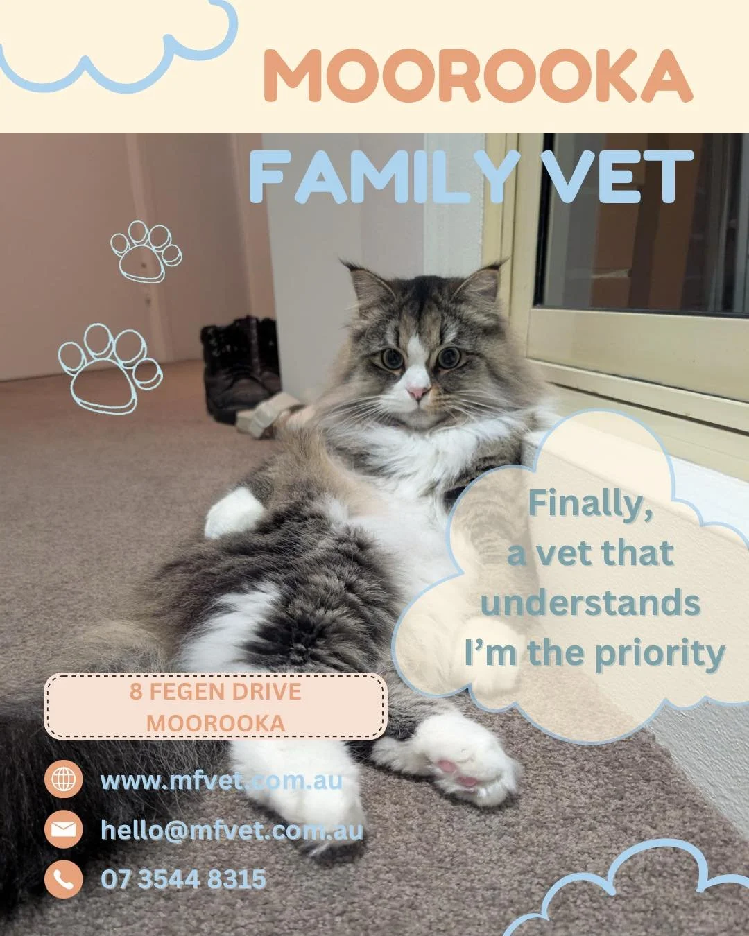 Moorooka Family Vet - taking appointments starting from 13 April 2026. Please drop in and say hi, we promise to make your pet feel as relaxed as Chilli here 🤣

#moorookabusiness #moorookafamilyvet #moorookacommunity #VetsAndPets #vets #Moorooka #Moo