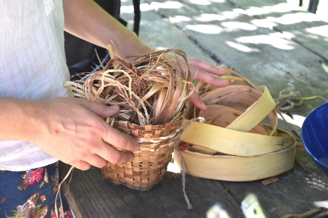 basket making supplies, including fiber and bark
