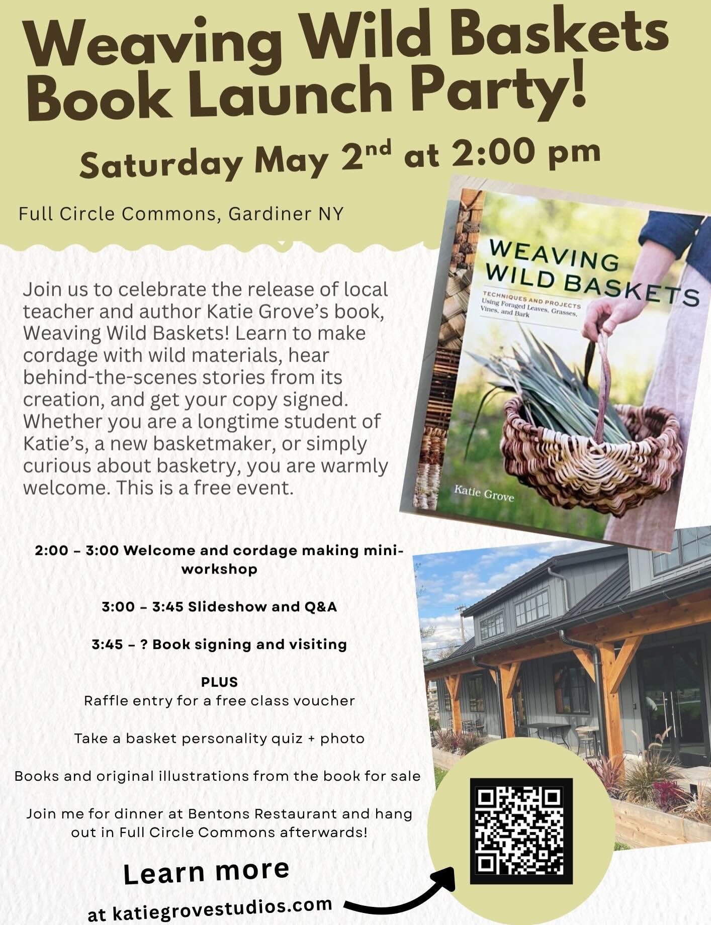 IT&rsquo;S A BASKET PARTY 🎉🎁🥳🧺🧺🧺🧺🎉🍾

Come celebrate the release of my new book, Weaving Wild Baskets at the awesome @fullcirclegardiner in Gardiner NY! 

There will be so many awesome things happening 

🍃Cordage making
🌳Raffle for a free c