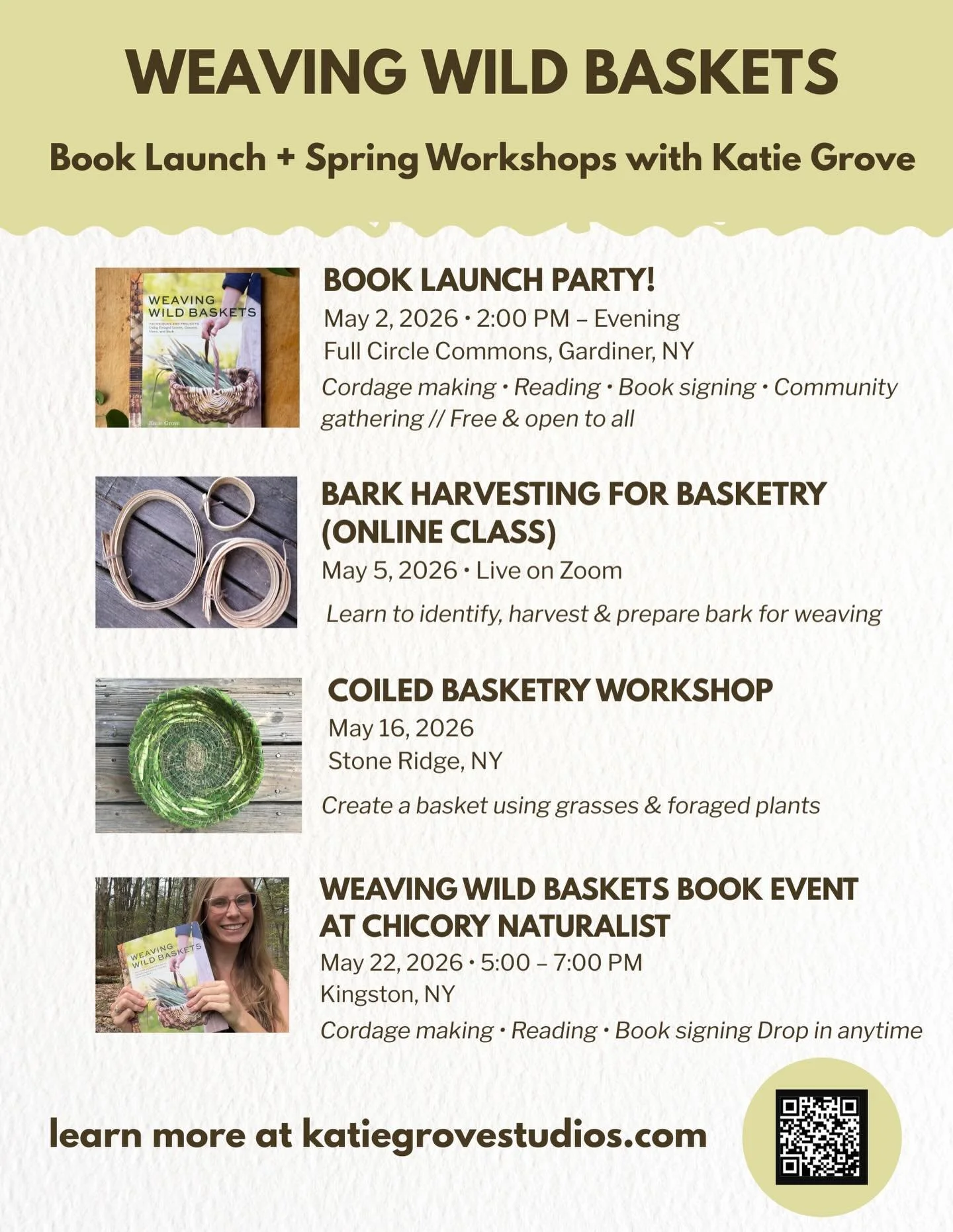 May Basket Weaving Events! 🧺🎉

Come have some fun and celebrate springtime at one of my book events or workshops this May! There will be many baskets present, I promise you that. more info in my profile. 

✨Saturday May 2nd Book Launch Party!!! @fu