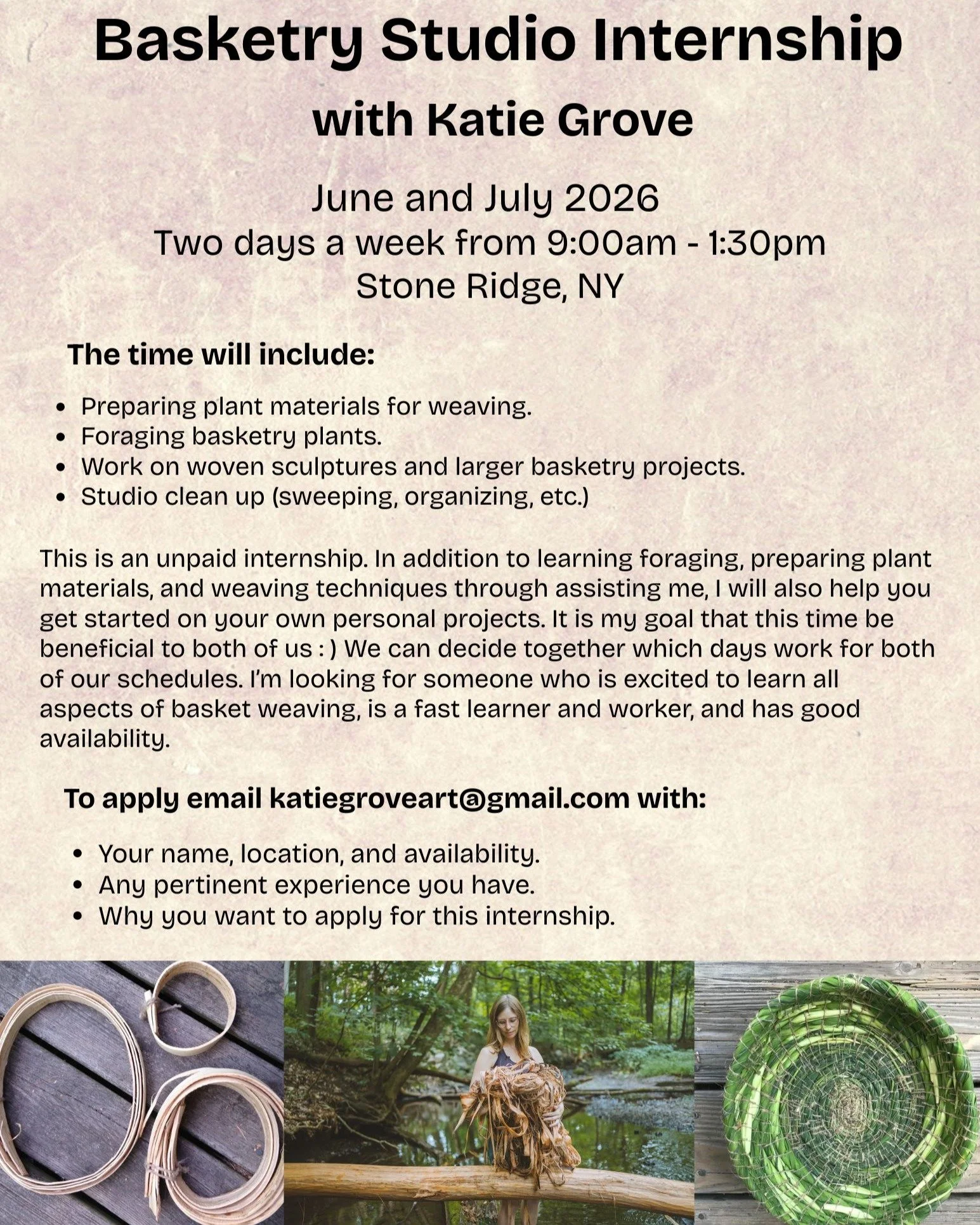 **Basketry Internship!!** Calling all Hudson Valley basketry folks! I could use help over the next two months in my studio and figured why not put it out there and ask? This is the most official internship I've every offered and I think it will be a 