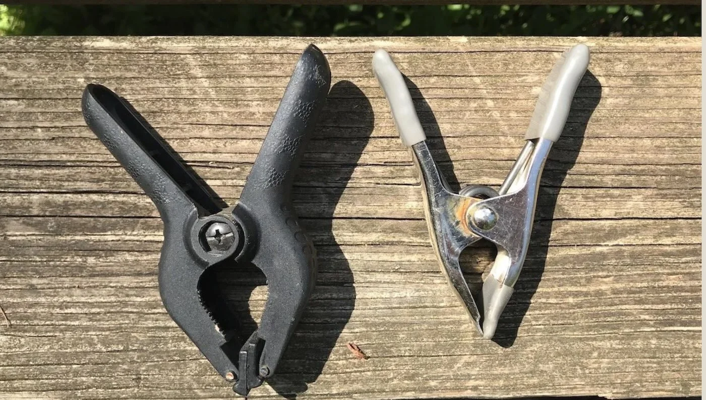 two basketry 4 inch clamps on a table