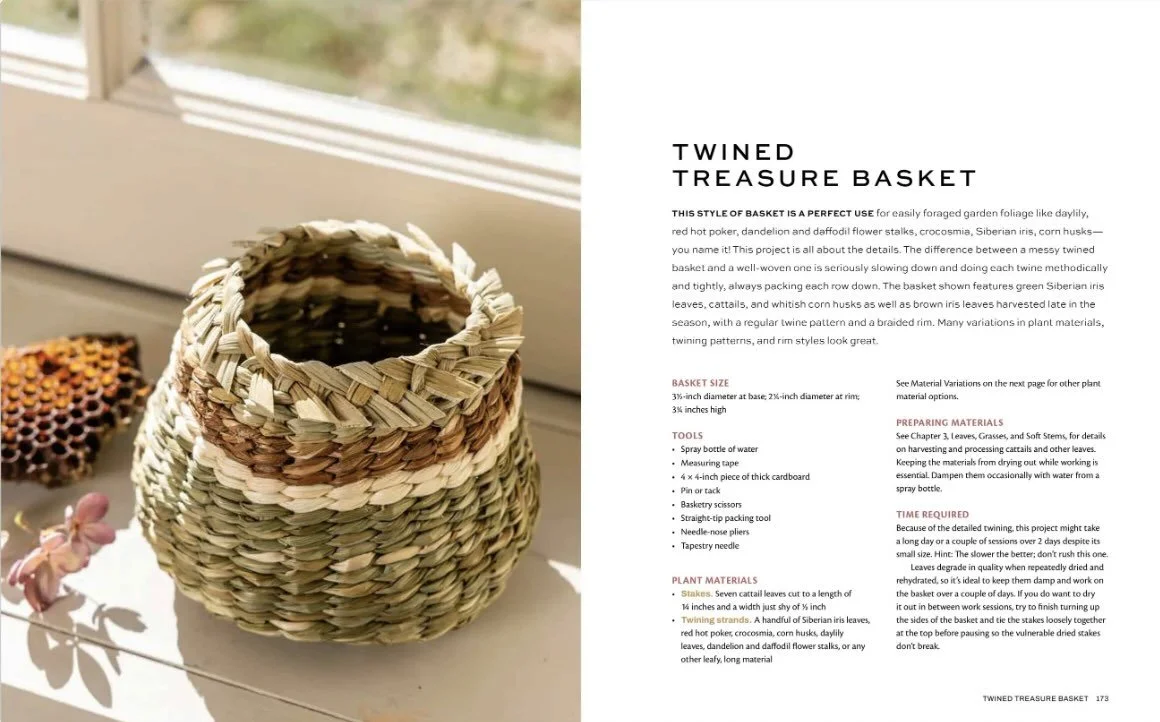 page from weaving wild baskets by katie grove on twined basketry