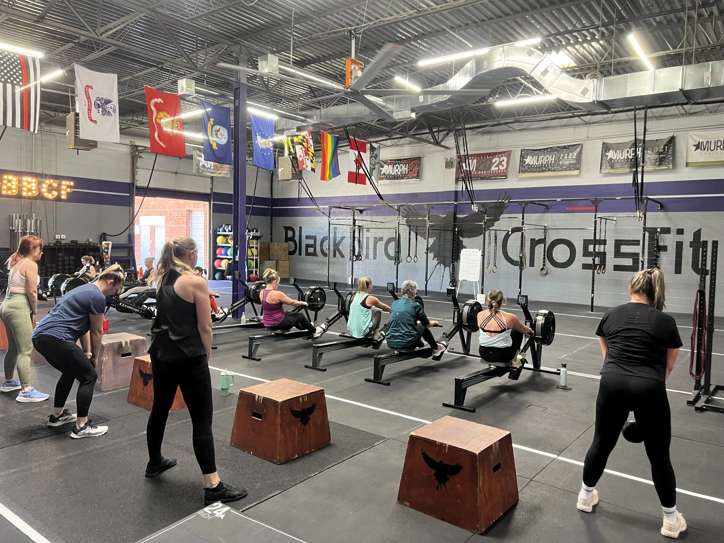 Participants engaging in strength and conditioning exercises during the Sweat Crawl