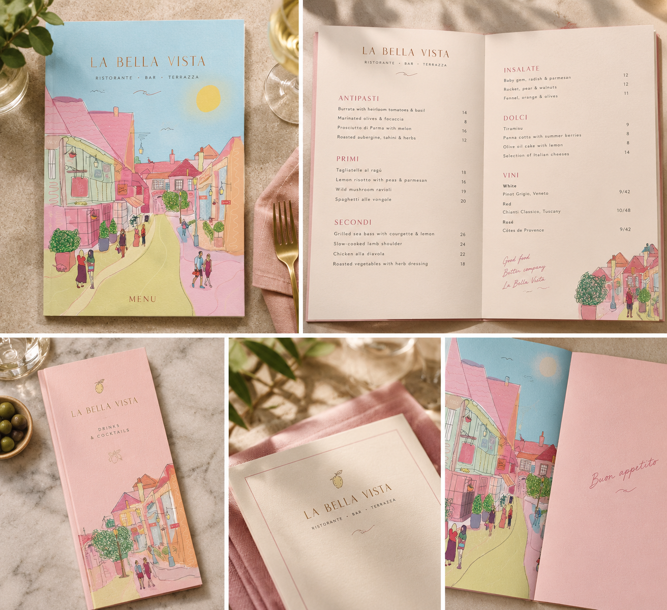 La Bella Vista Menu Branding Collage.png