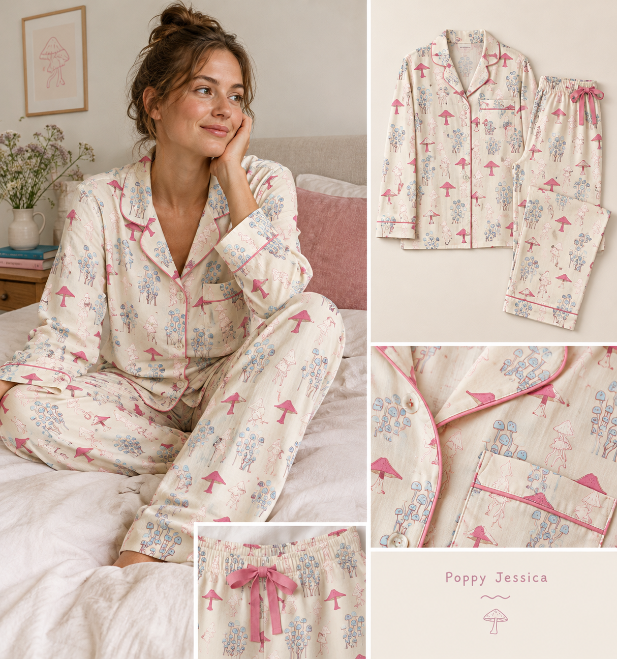 Mushroom Print Pyjamas Editorial Collage.png