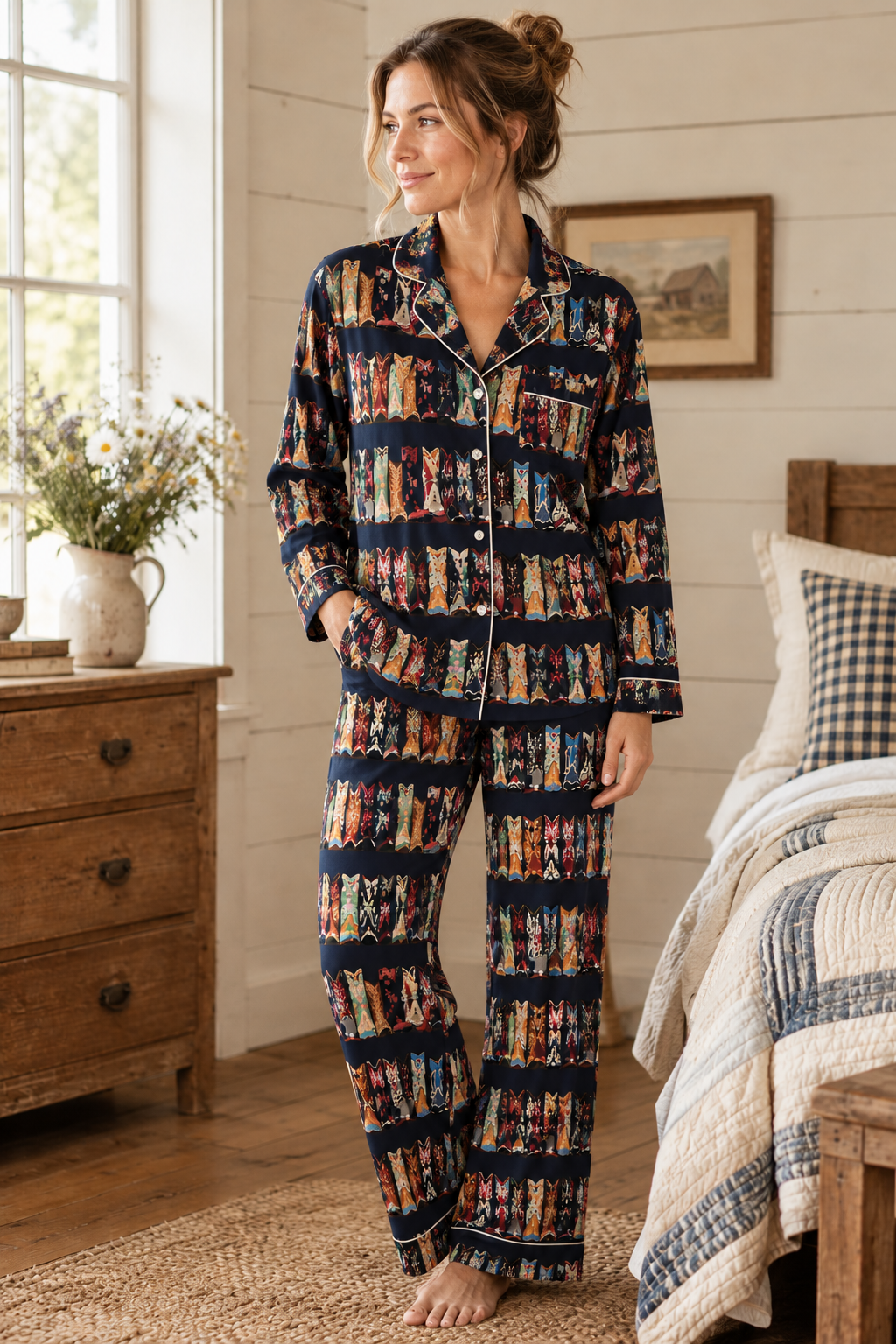 Rustic Cowboy Boot Pajamas Bedroom Scene.png