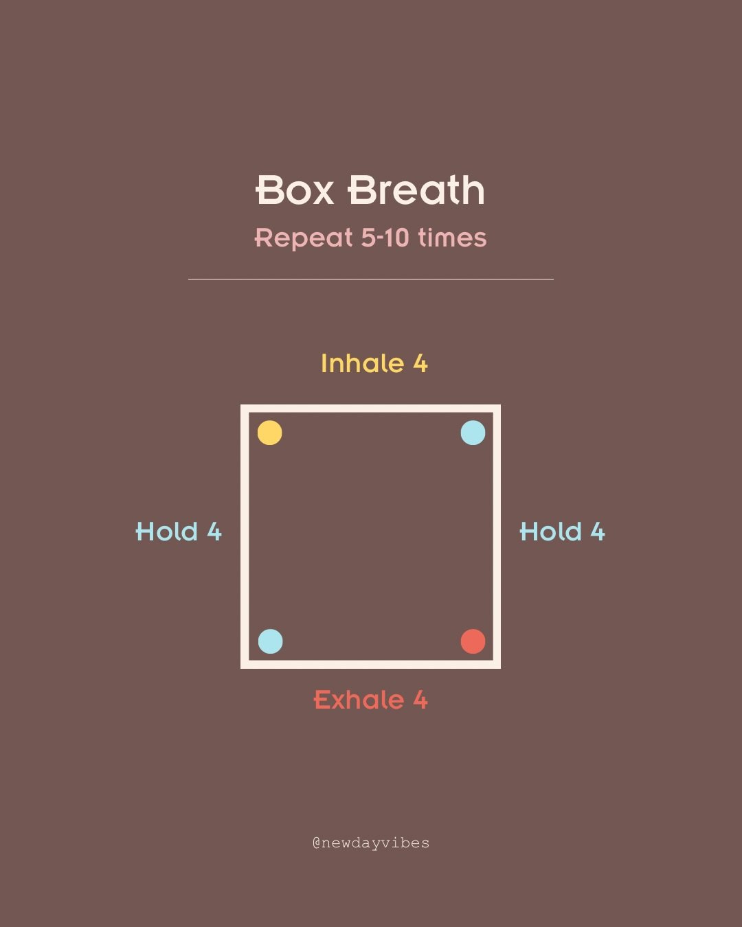 This is my go-to breath when I want to settle my mind, prepare for a session or have a difficult conversation.

Box Breath is an ancient yogic practice that stabilises and resets the nervous system through a structured pattern, creating a felt sense 
