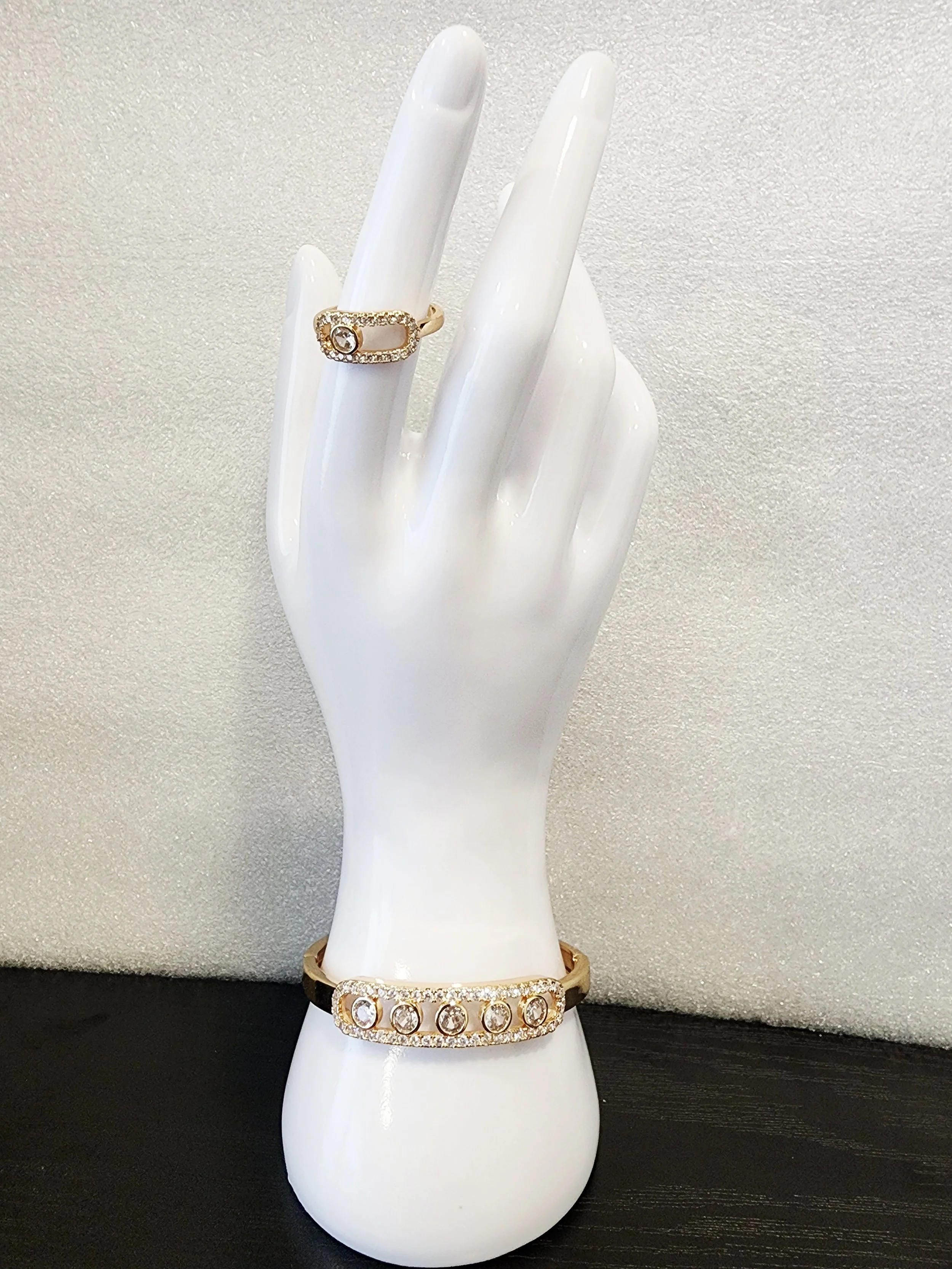 Gold-Tone Sparkle Bracelet & Ring Set