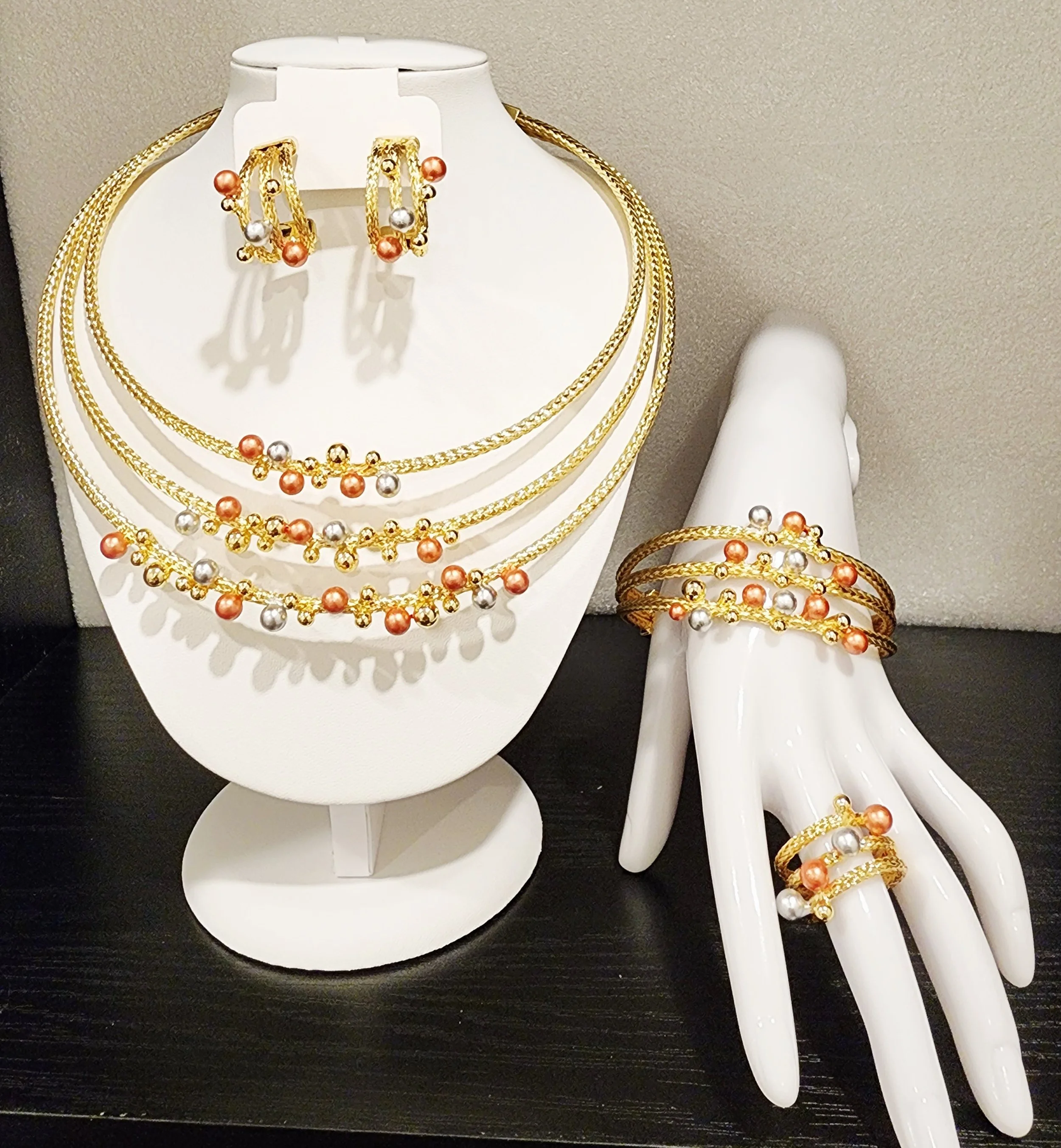 Gold with coloful beeds set