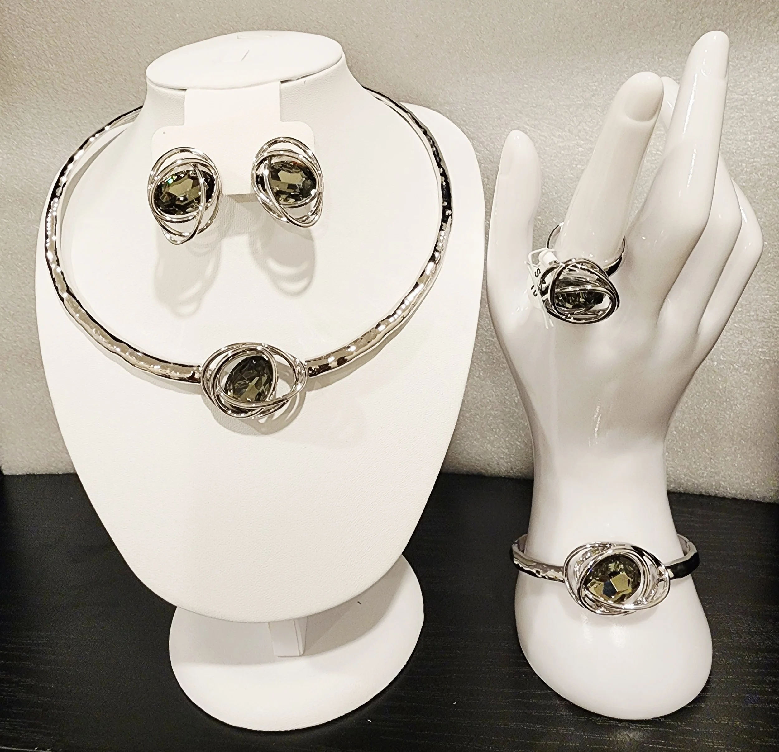 Premium Silver Jewelry Set with Stone Accents