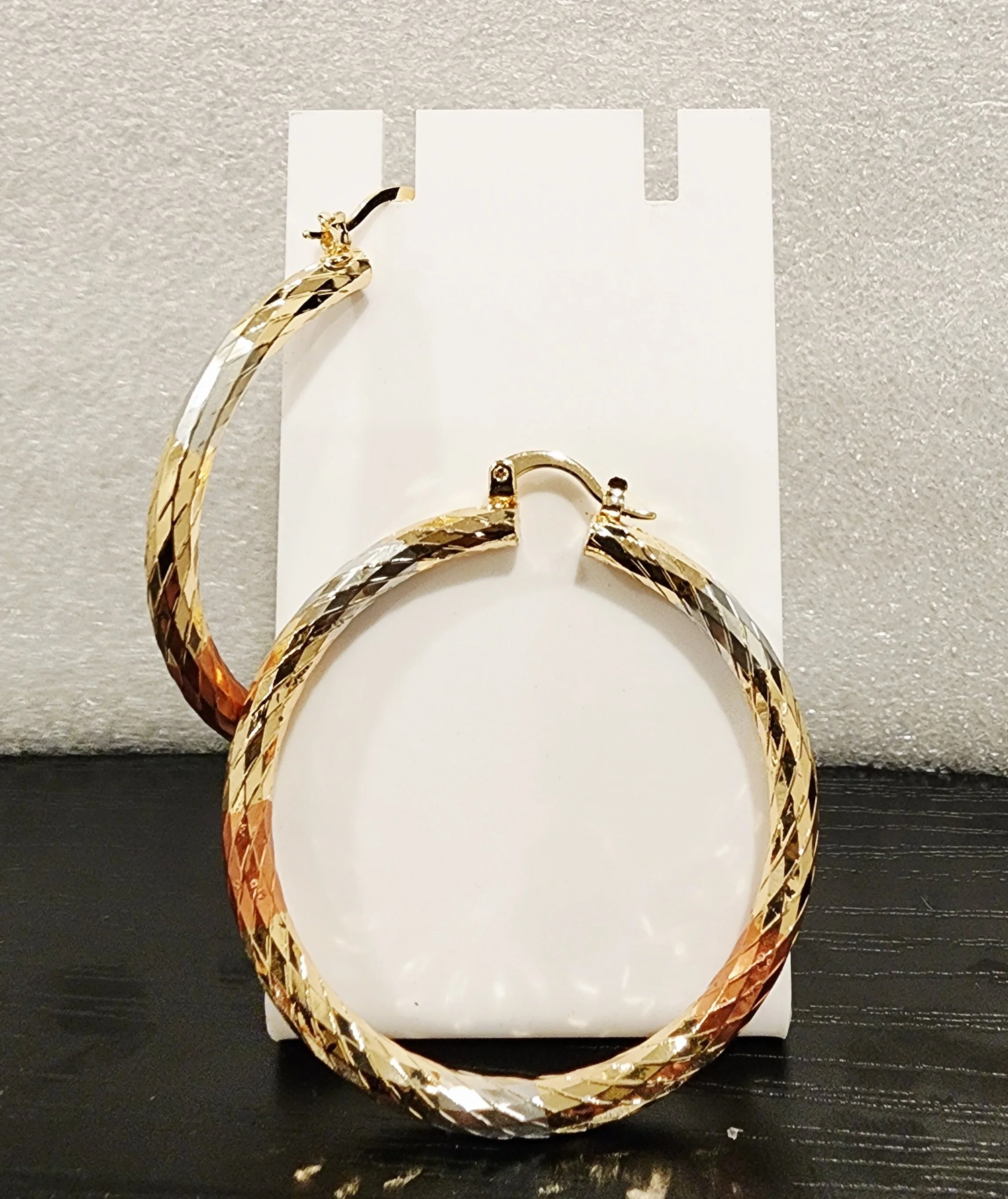Tri-Tone Twisted Hoop Earrings