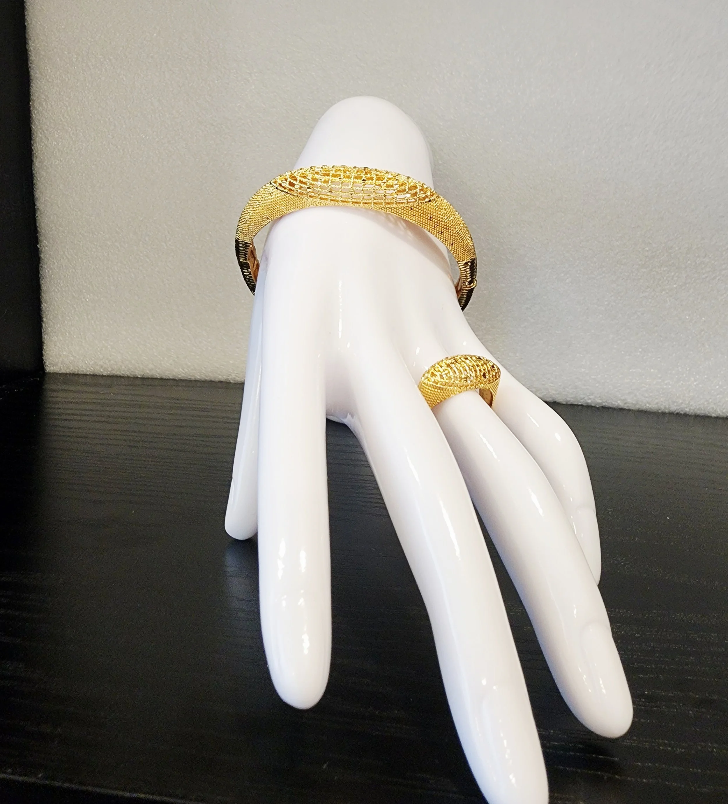 Gold bangle and ring set
