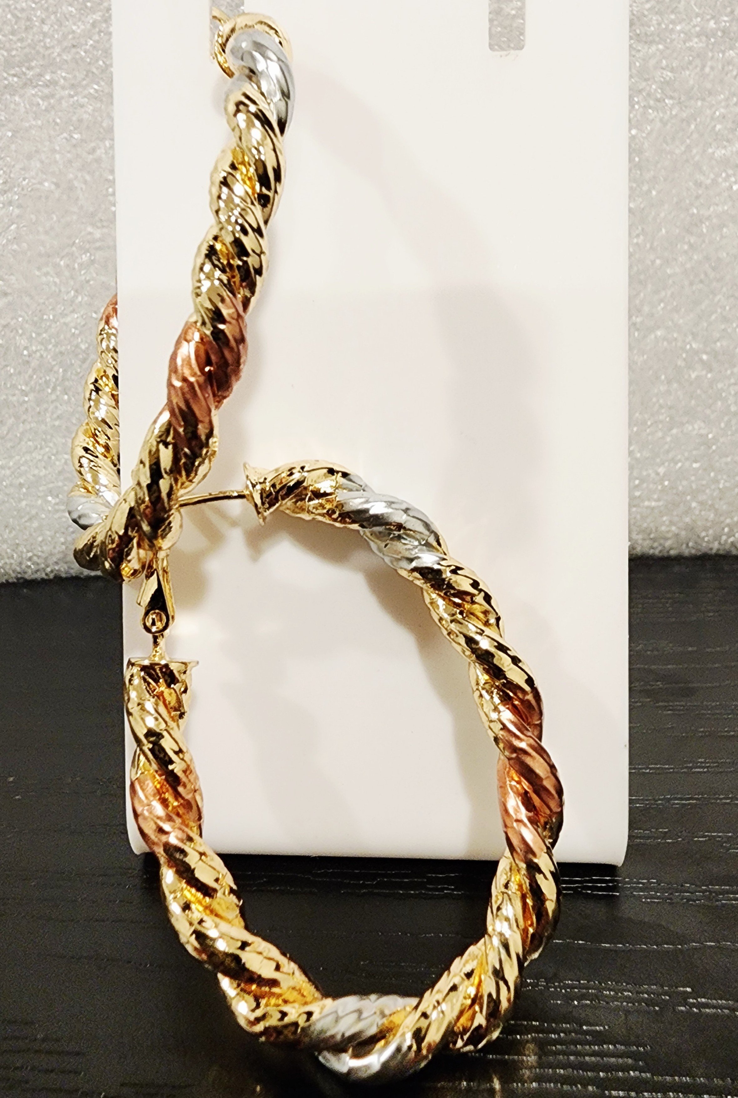 Oval spiral earring 3tone