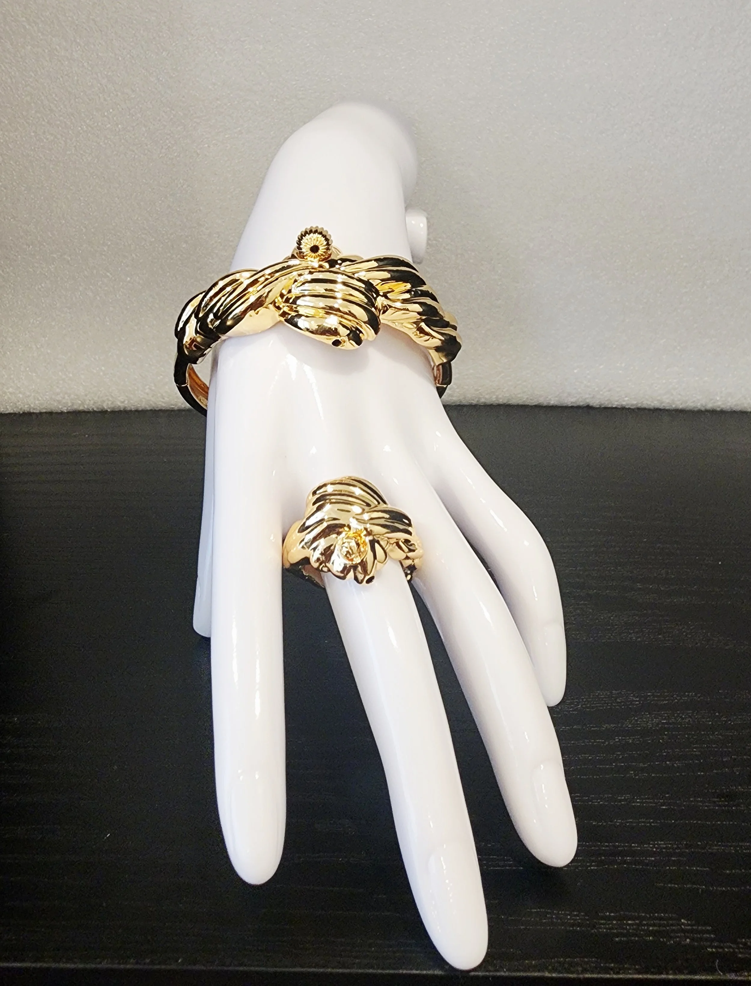 Metalic bangle and ring set