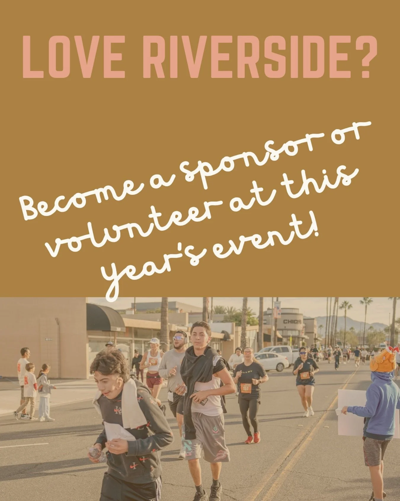 Help us make the 2nd Annual Riverside Turkey Trot bigger and better than ever! 🏃&zwj;♀️🍂 Whether you&rsquo;re a local business looking for exposure or someone who just wants to be part of the fun &mdash; we need YOU!
We&rsquo;re actively seeking sp