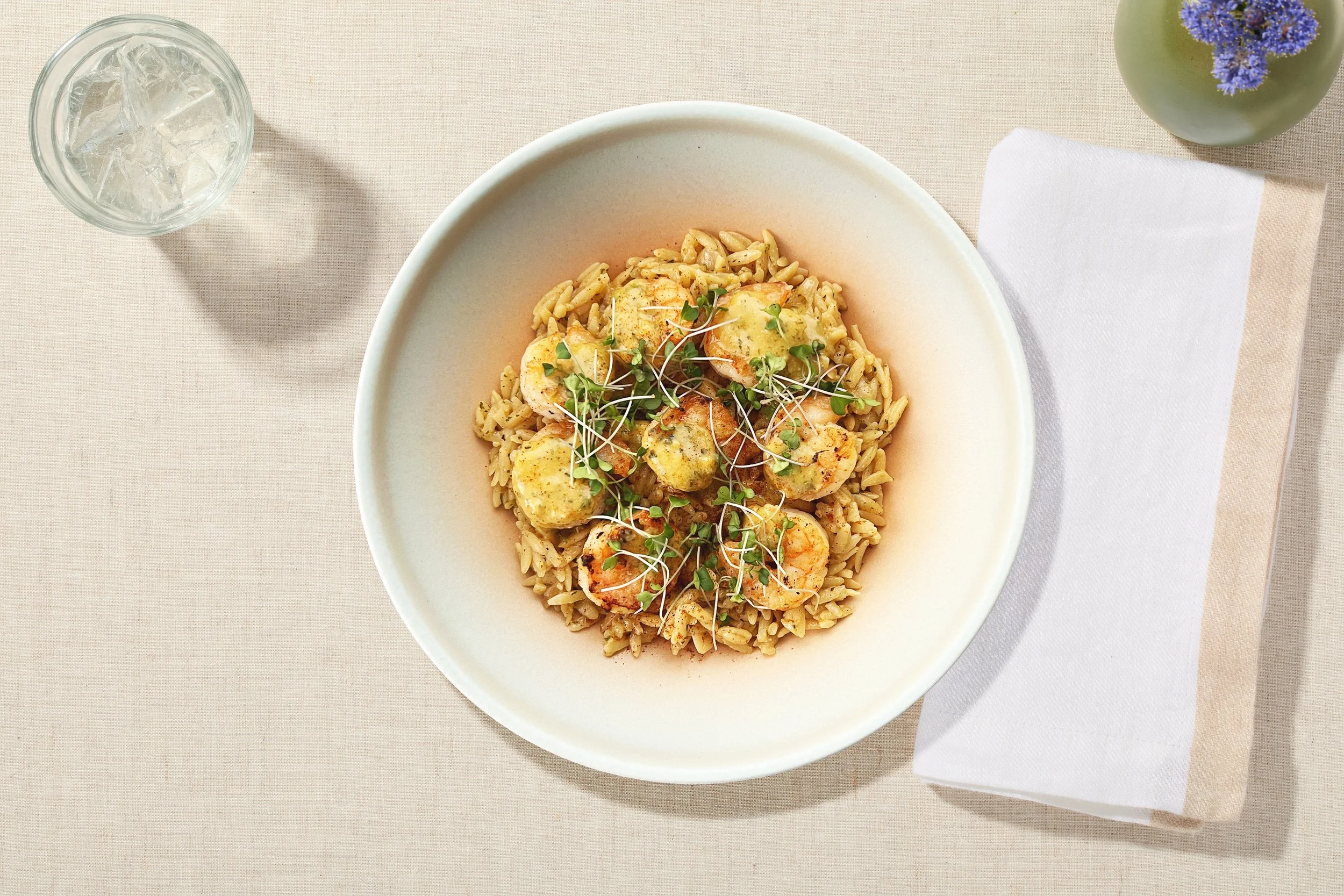 Garlic Butter Shrimp with Lemon Orzo